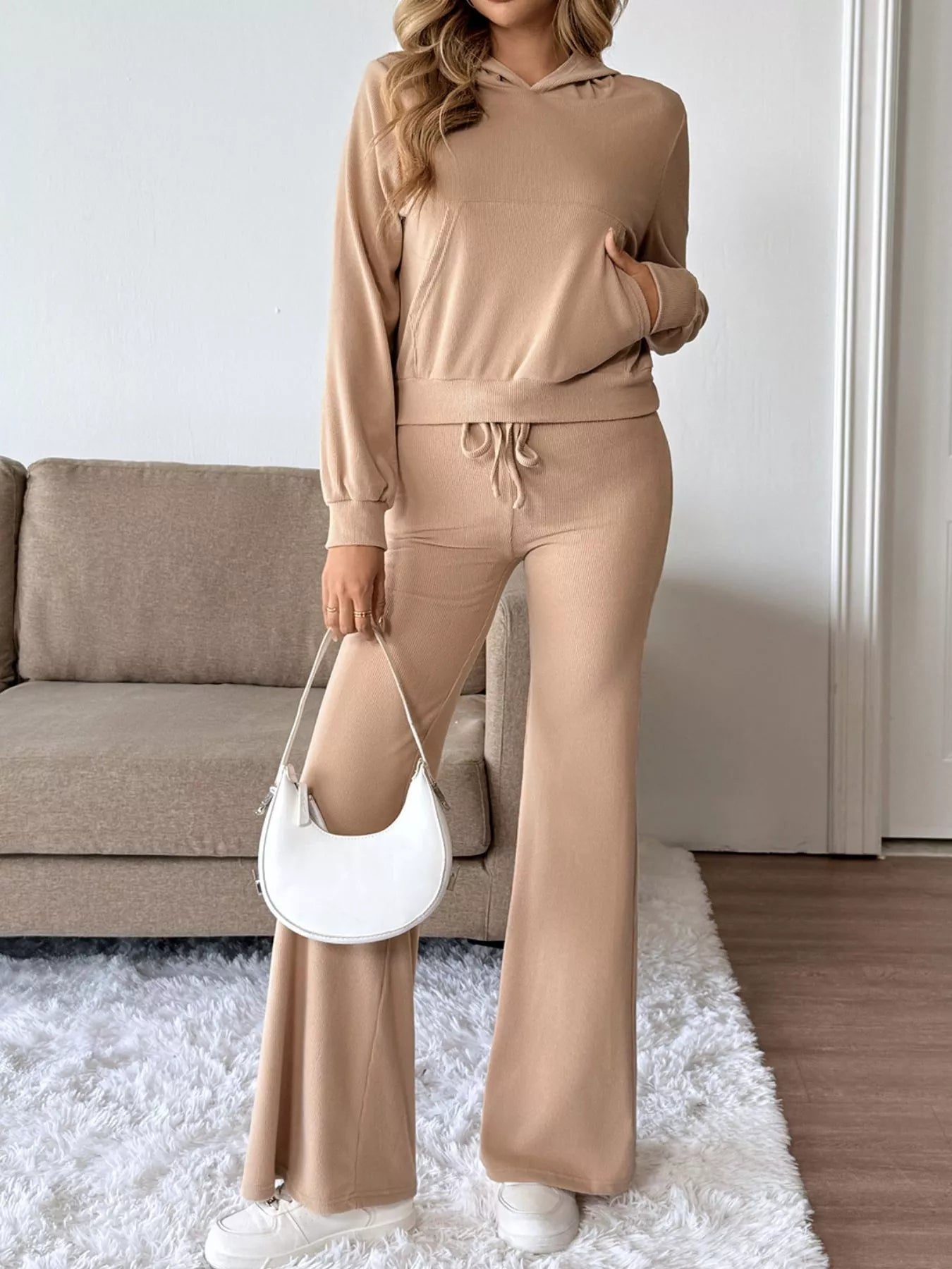 Long Sleeve Hoodie and Pants Set - R - DRESS