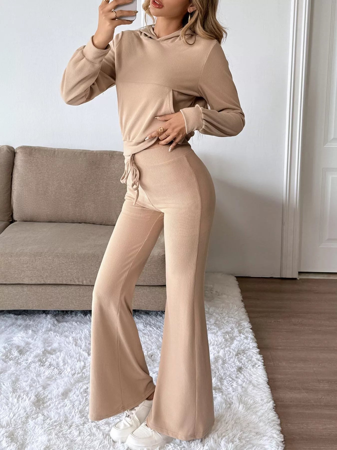 Long Sleeve Hoodie and Pants Set - R - DRESS