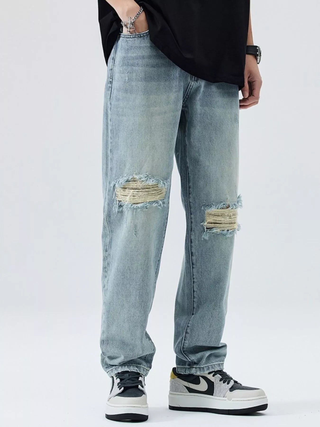 Men's Distressed Relaxed Fit Jeans - R - DRESS