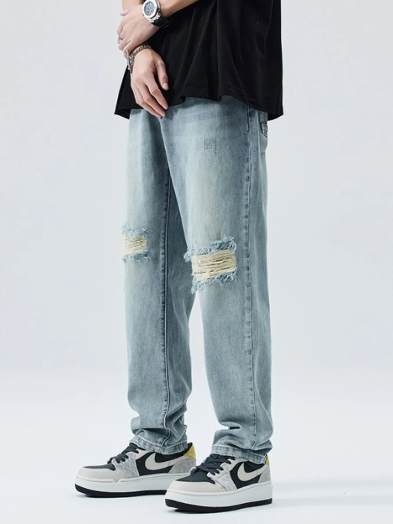 Men's Distressed Relaxed Fit Jeans - R - DRESS