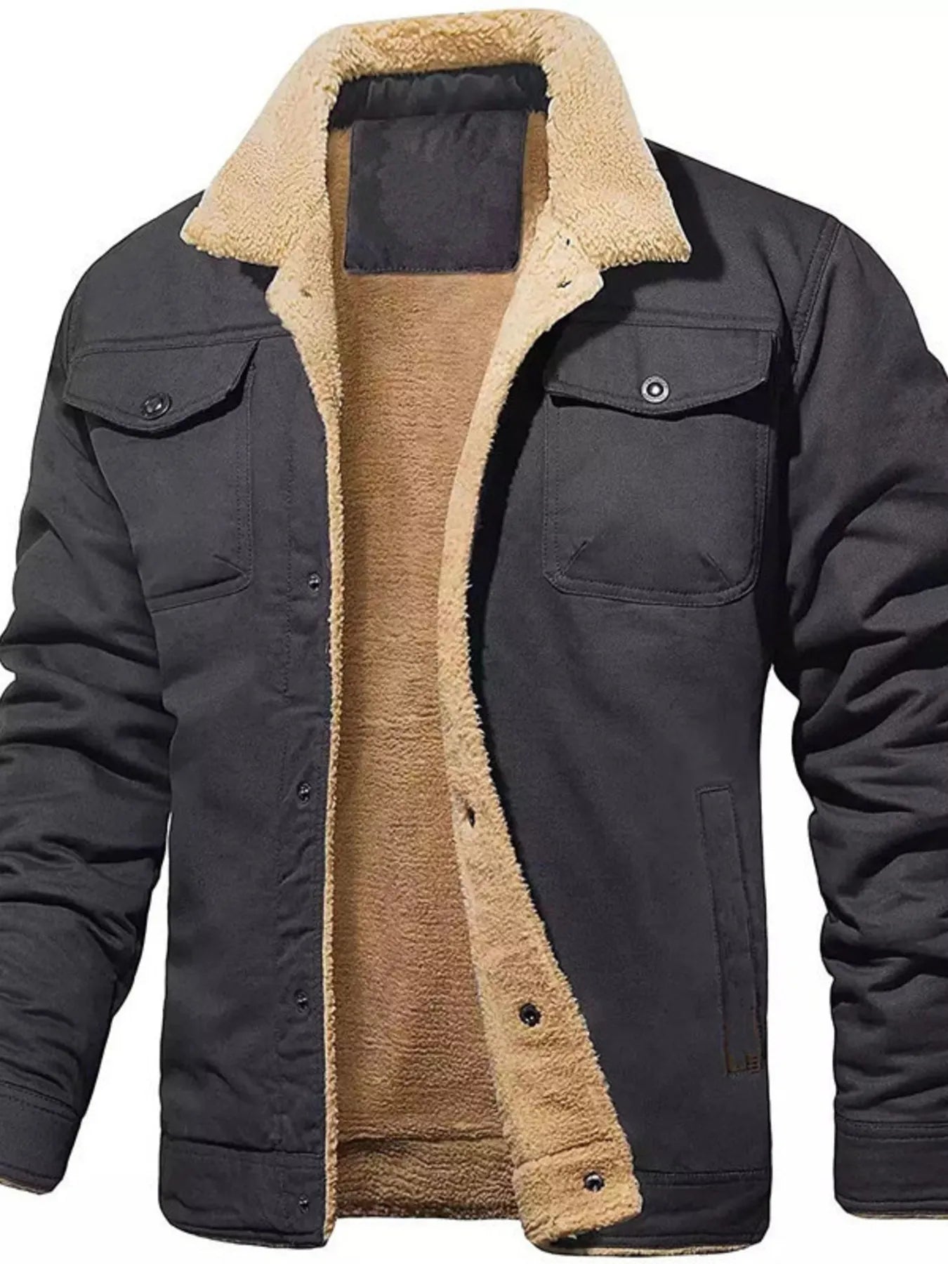 Men's Full Size Sherpa Lined Long Sleeve Jacket Plus Size - R - DRESS