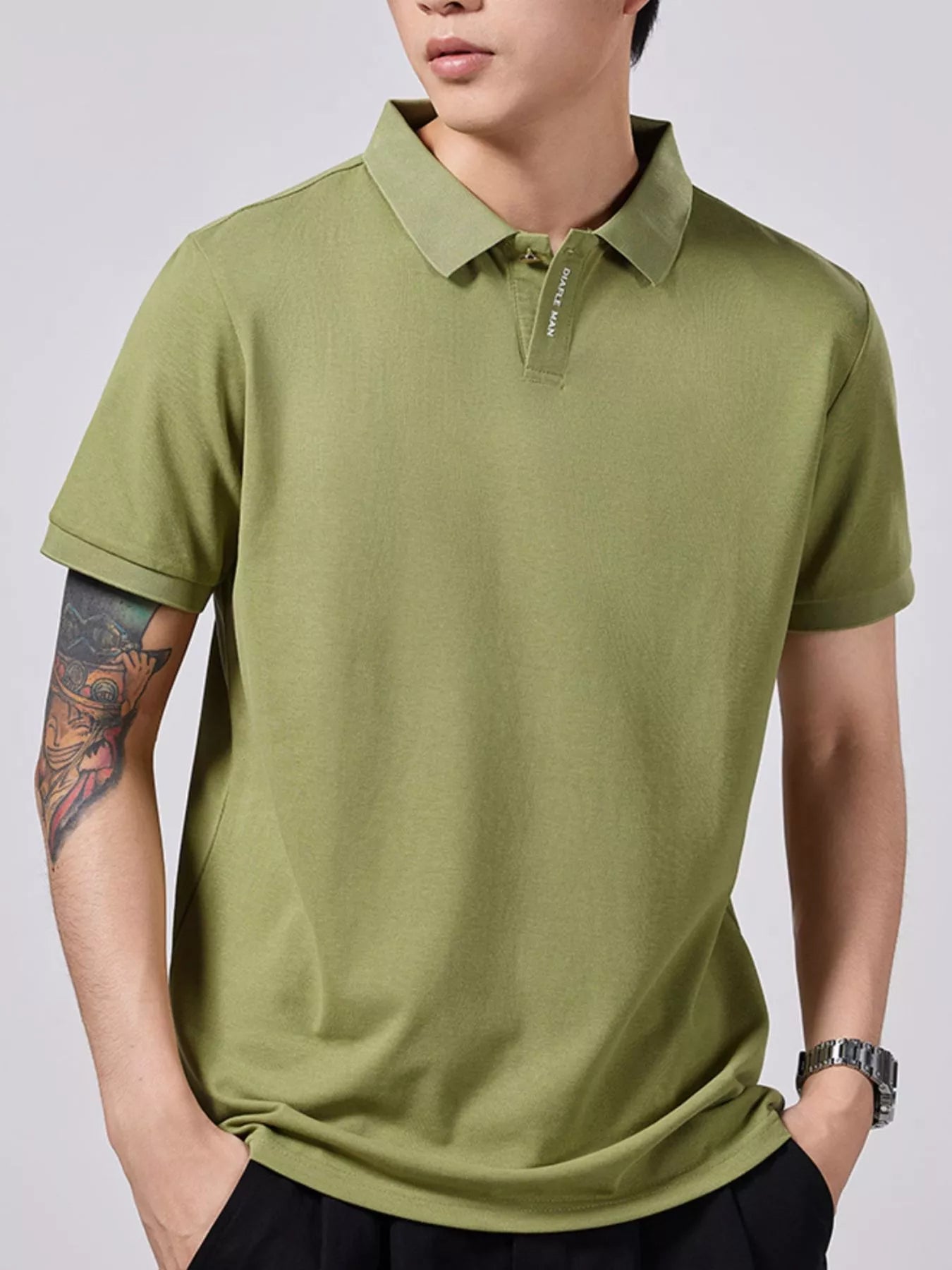 Men's Plus Size Collared Neck Short Sleeve Polo - R - DRESS