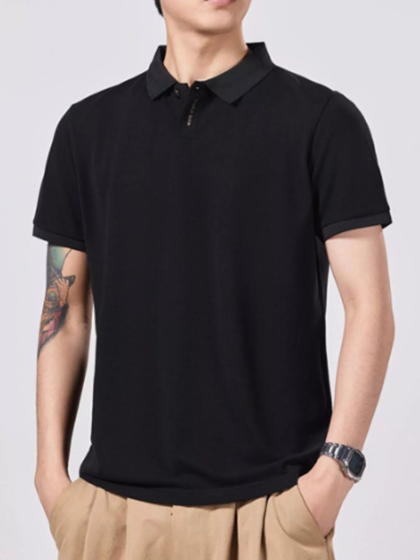 Men's Plus Size Collared Neck Short Sleeve Polo - R - DRESS