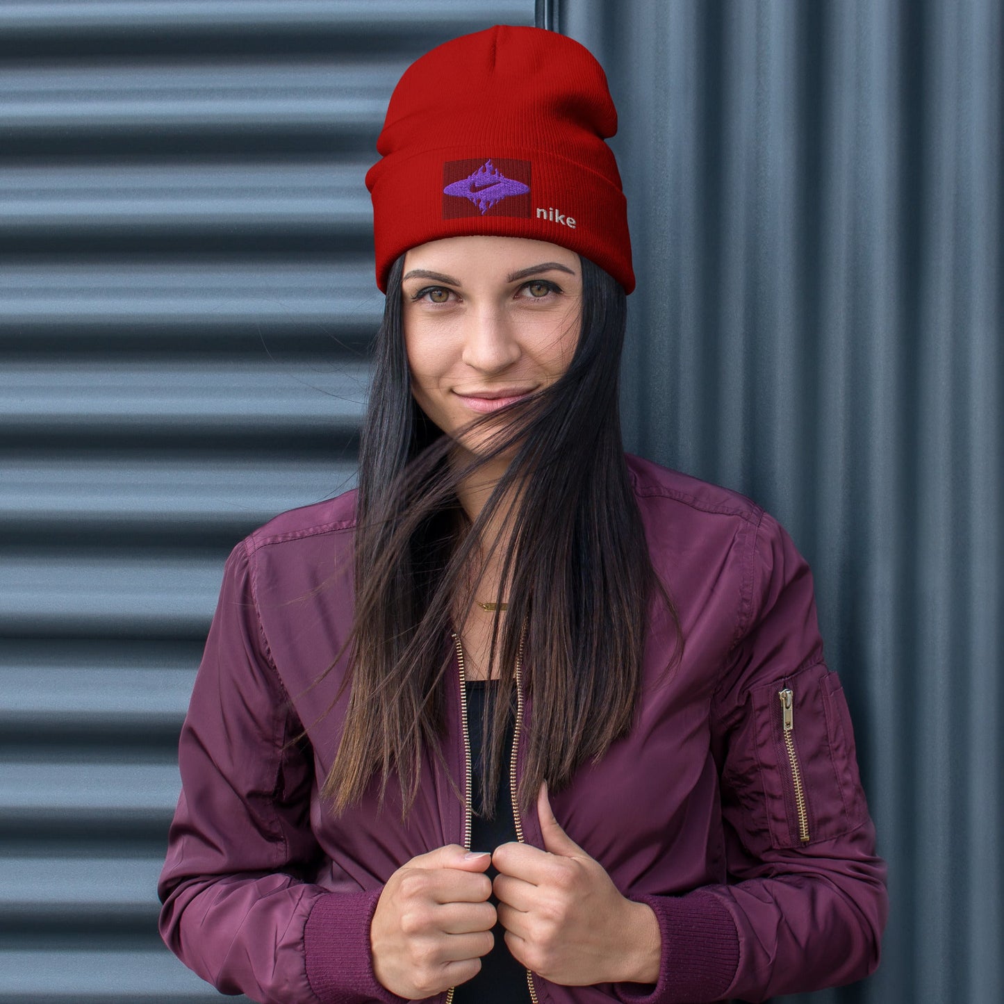 Nike Logo Embroidered Beanie - R - DRESS