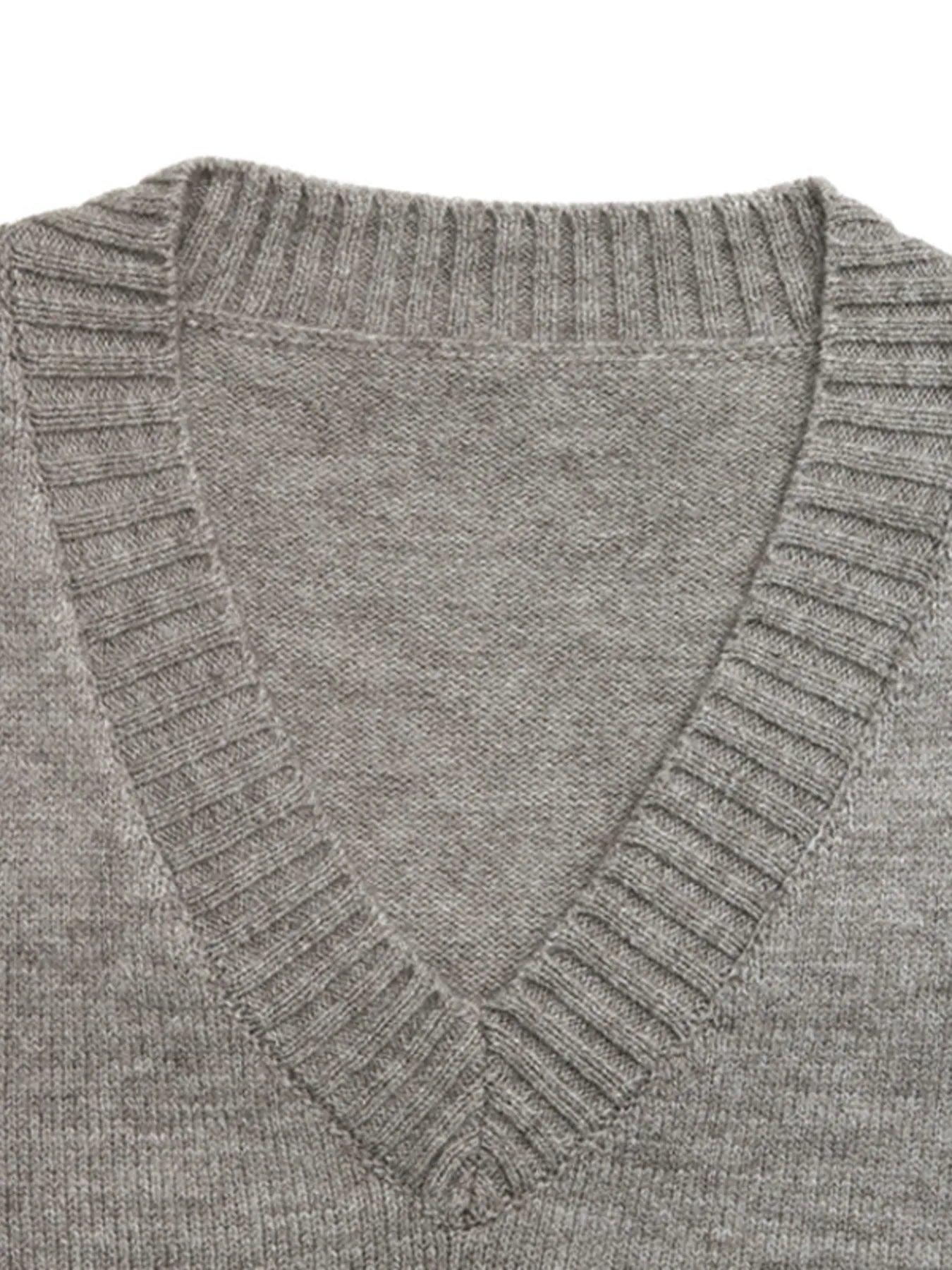 V - Neck Vest and Skirt Knit Set - R - DRESS