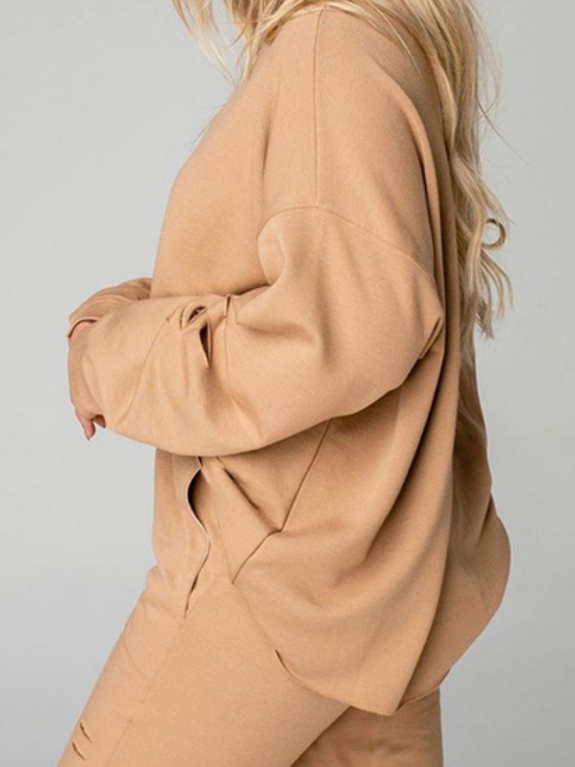 Distressed Sweatshirt and Joggers Set - R - DRESS