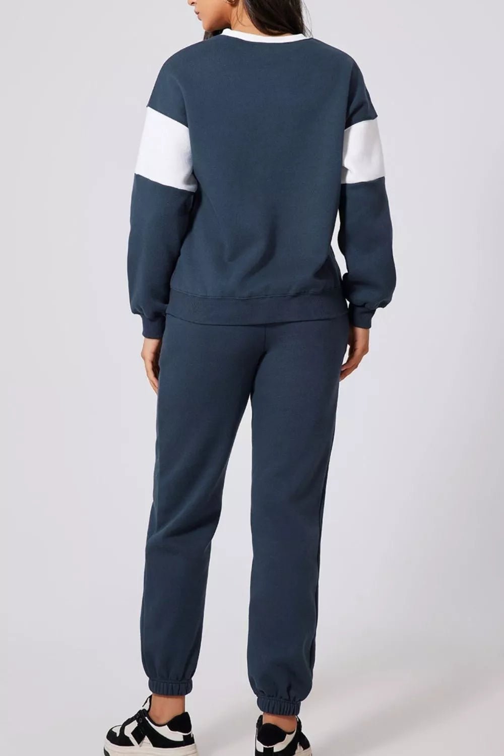 Drop Shoulder Loose Sweatshirt and Joggers Active Set - R - DRESS