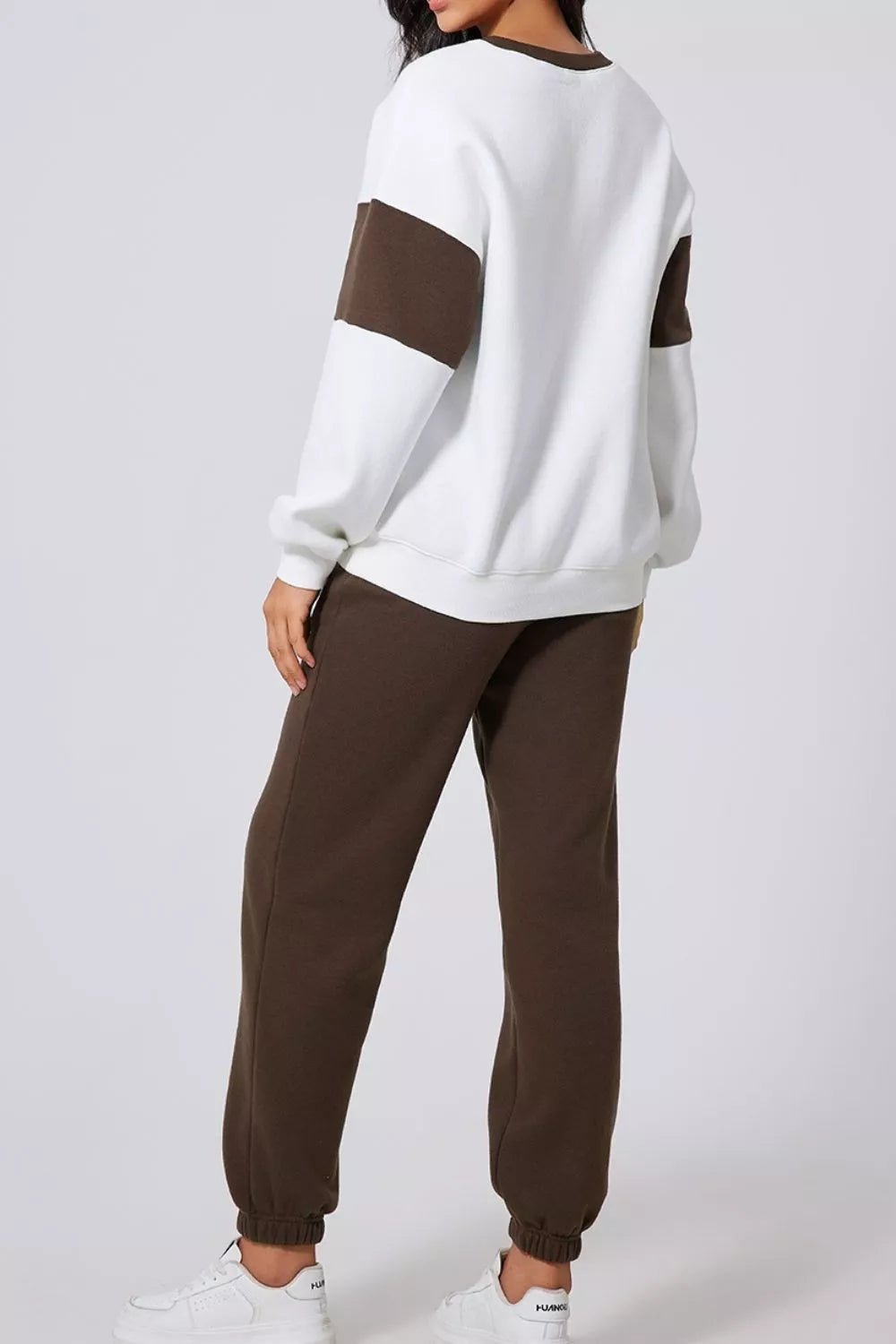 Drop Shoulder Loose Sweatshirt and Joggers Active Set - R - DRESS