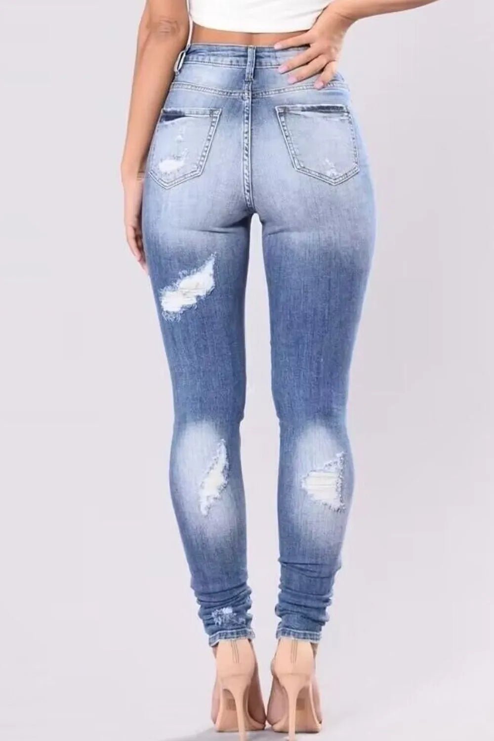 Full Size Distressed Skinny Jeans Plus Size - R - DRESS