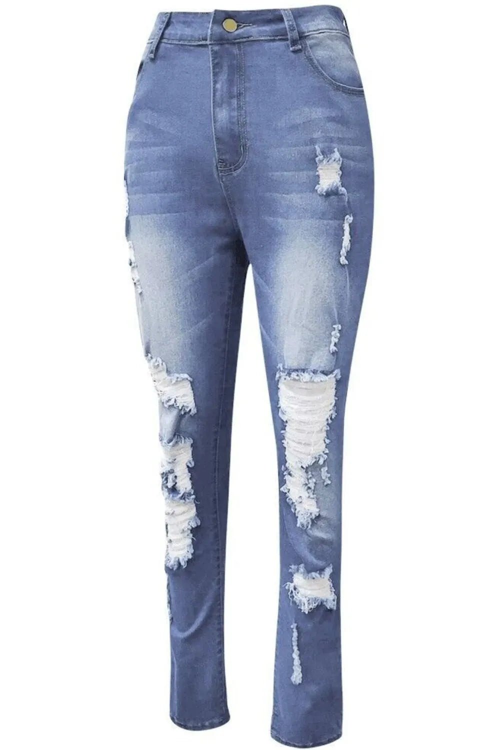 Full Size Distressed Skinny Jeans Plus Size - R - DRESS