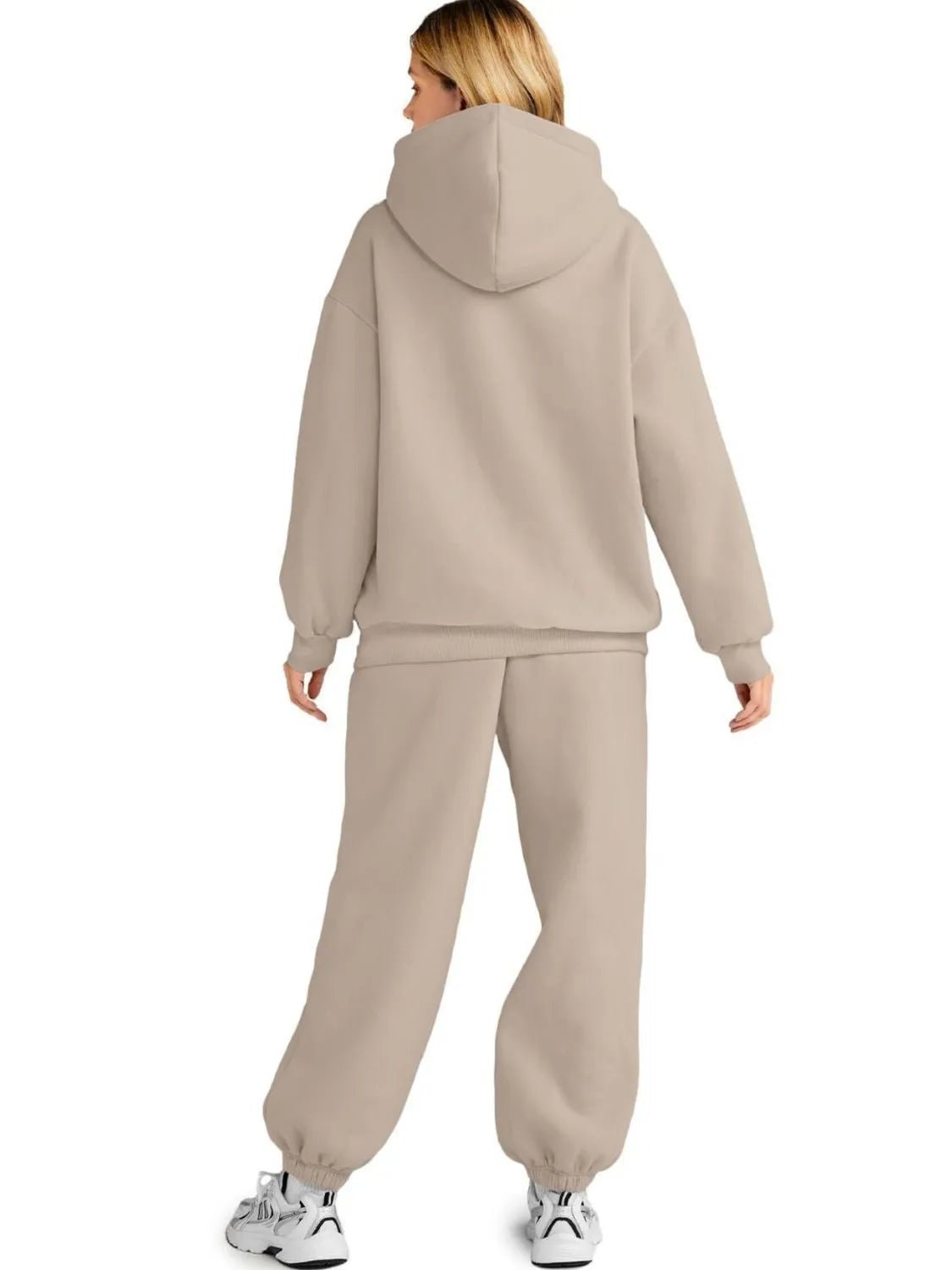 Full Size Kangaroo Pocket Hoodie and Joggers Set Plus Size - R - DRESS