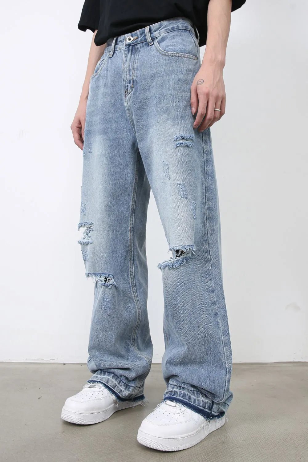 Men's Distressed Baggy Jeans - R - DRESS