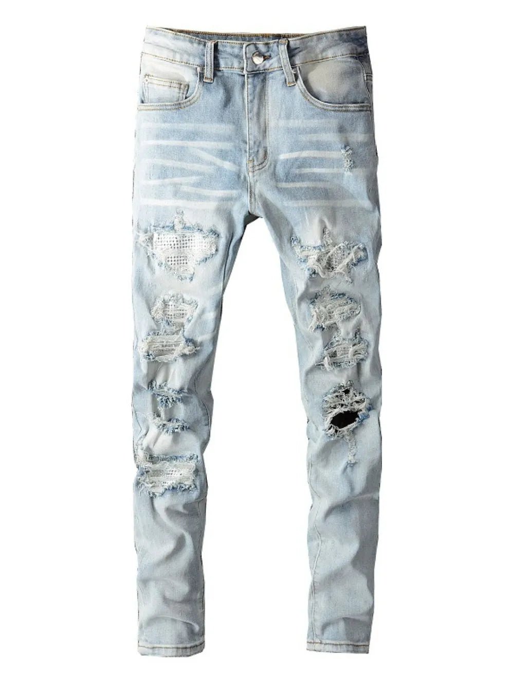 Men's Distressed Jeans with Pockets - R - DRESS