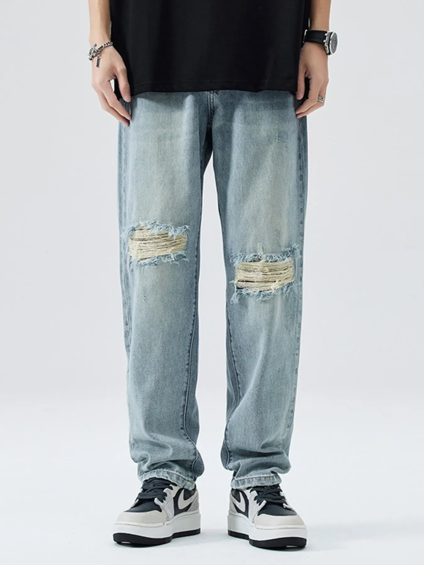 Men's Distressed Relaxed Fit Jeans - R - DRESS