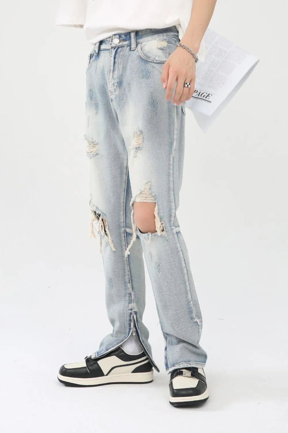 Men's Distressed Slit Jeans - R - DRESS