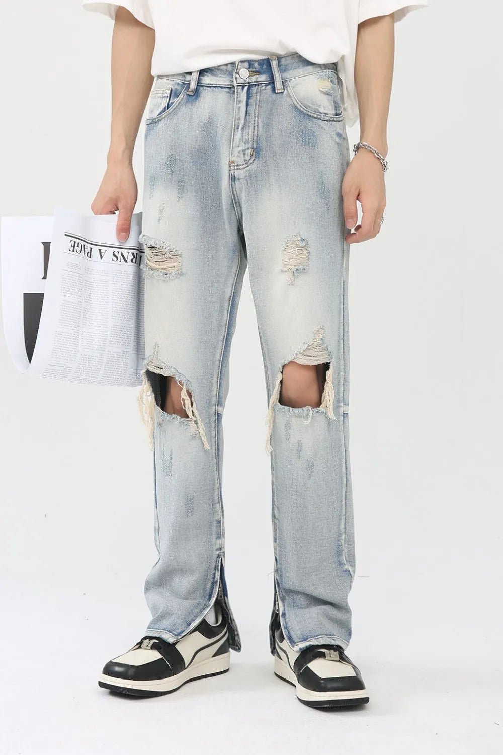 Men's Distressed Slit Jeans - R - DRESS