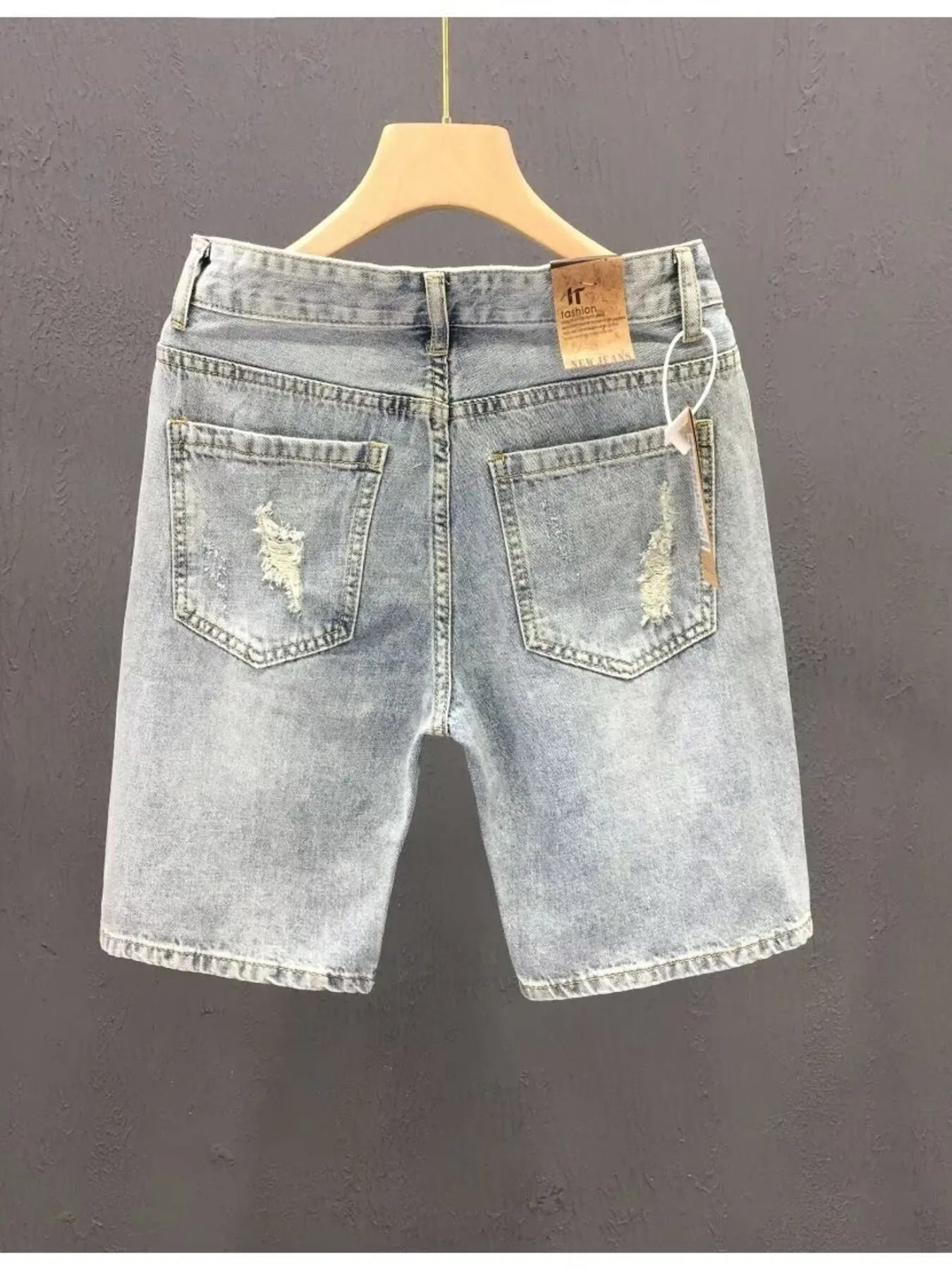 Men's Distressed Wash Denim Shorts - R - DRESS