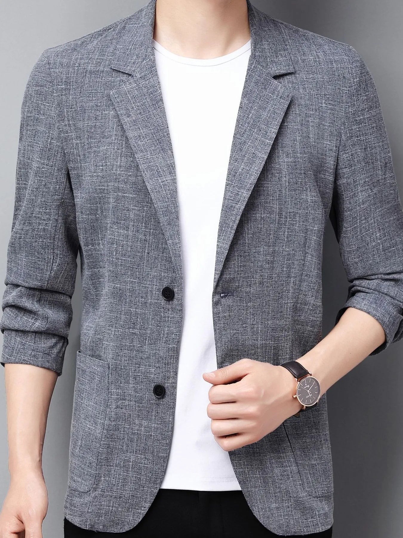 Men's Full Size Button Up Long Sleeve Blazer Plus Size - R - DRESS