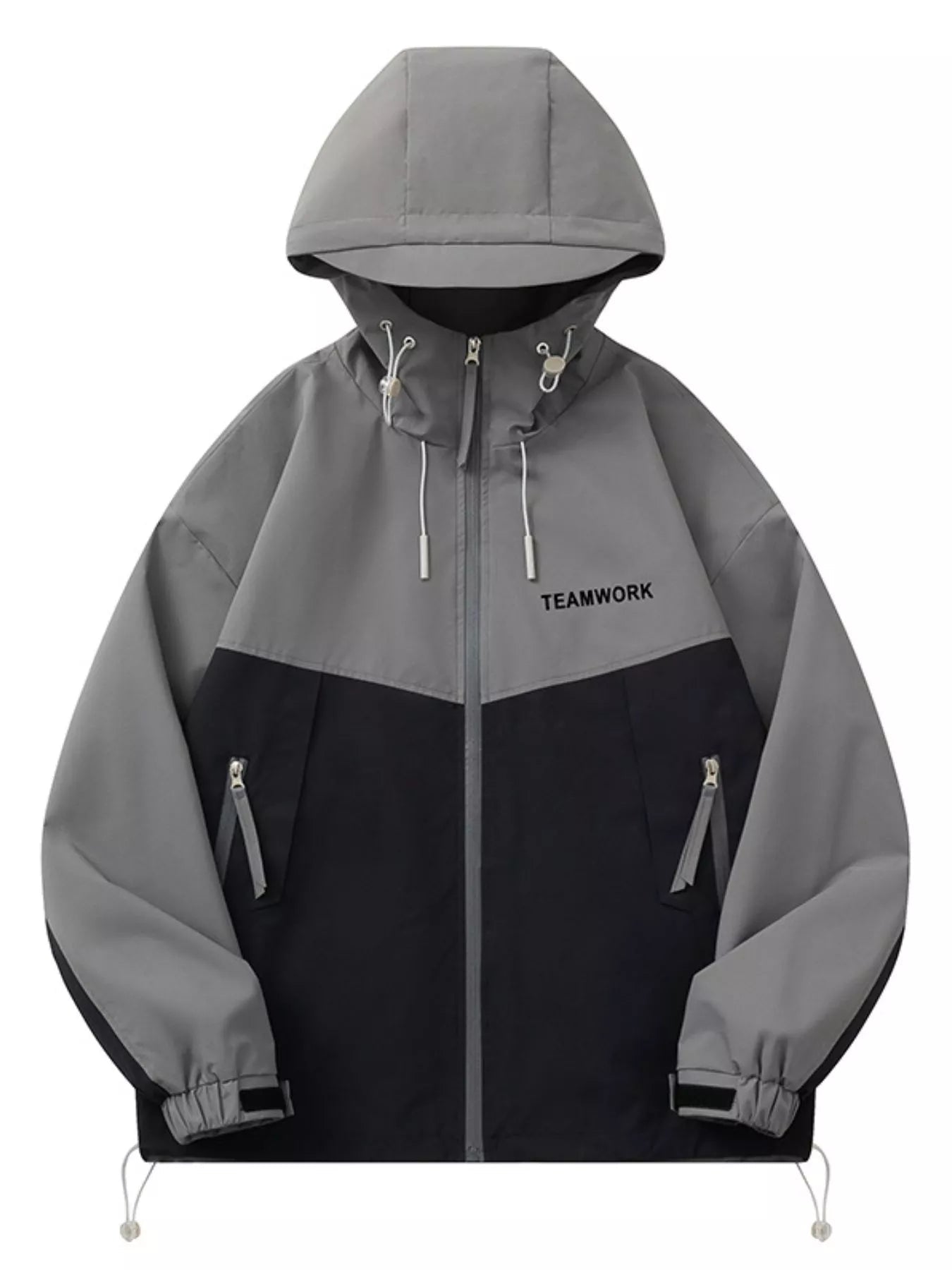 Men's Full Size Contrast Zip Up Long Sleeve Jacket Plus Size - R - DRESS