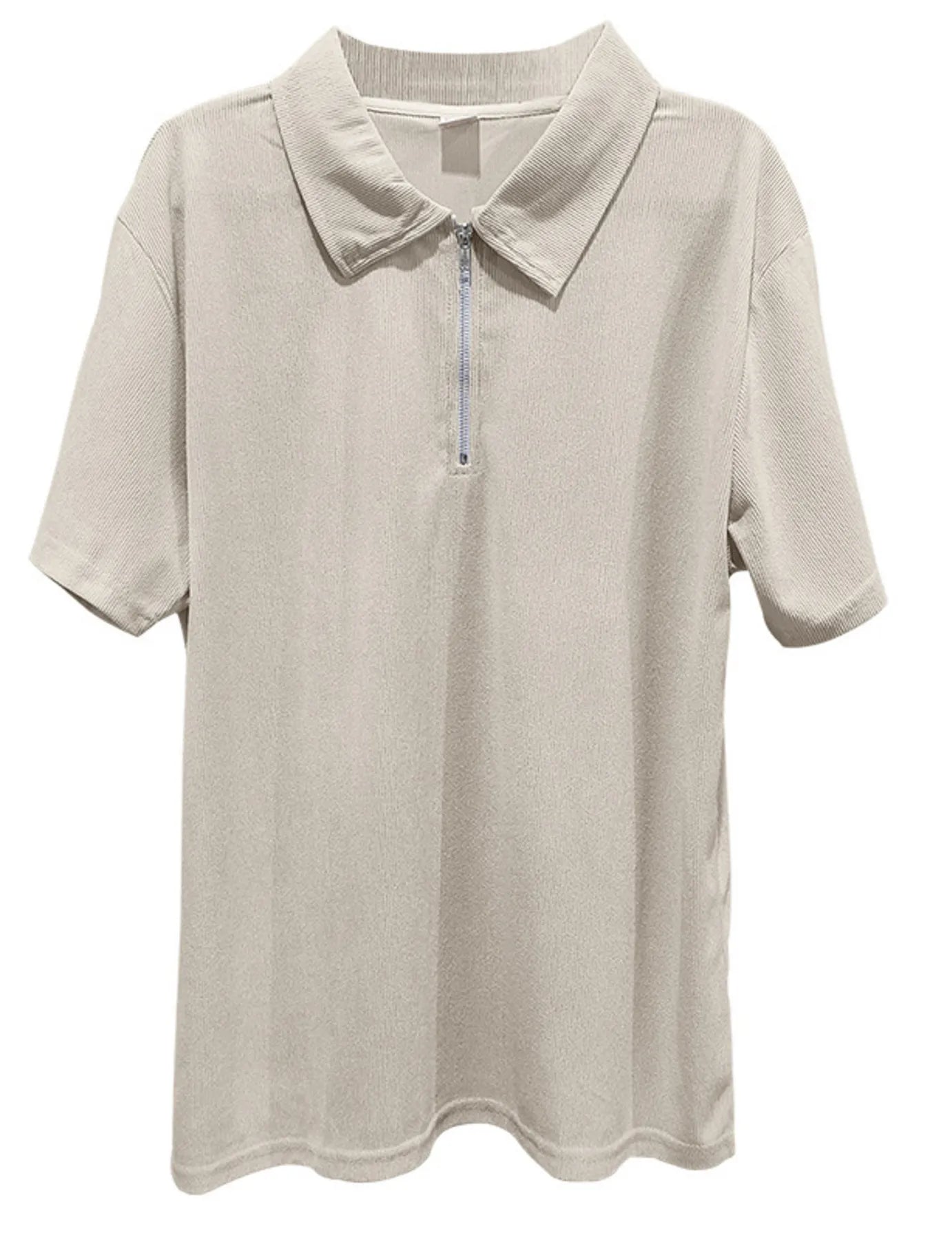 Men's Full Size Quarter Zip Short Sleeve Polo and Pants Set Plus Size - R - DRESS