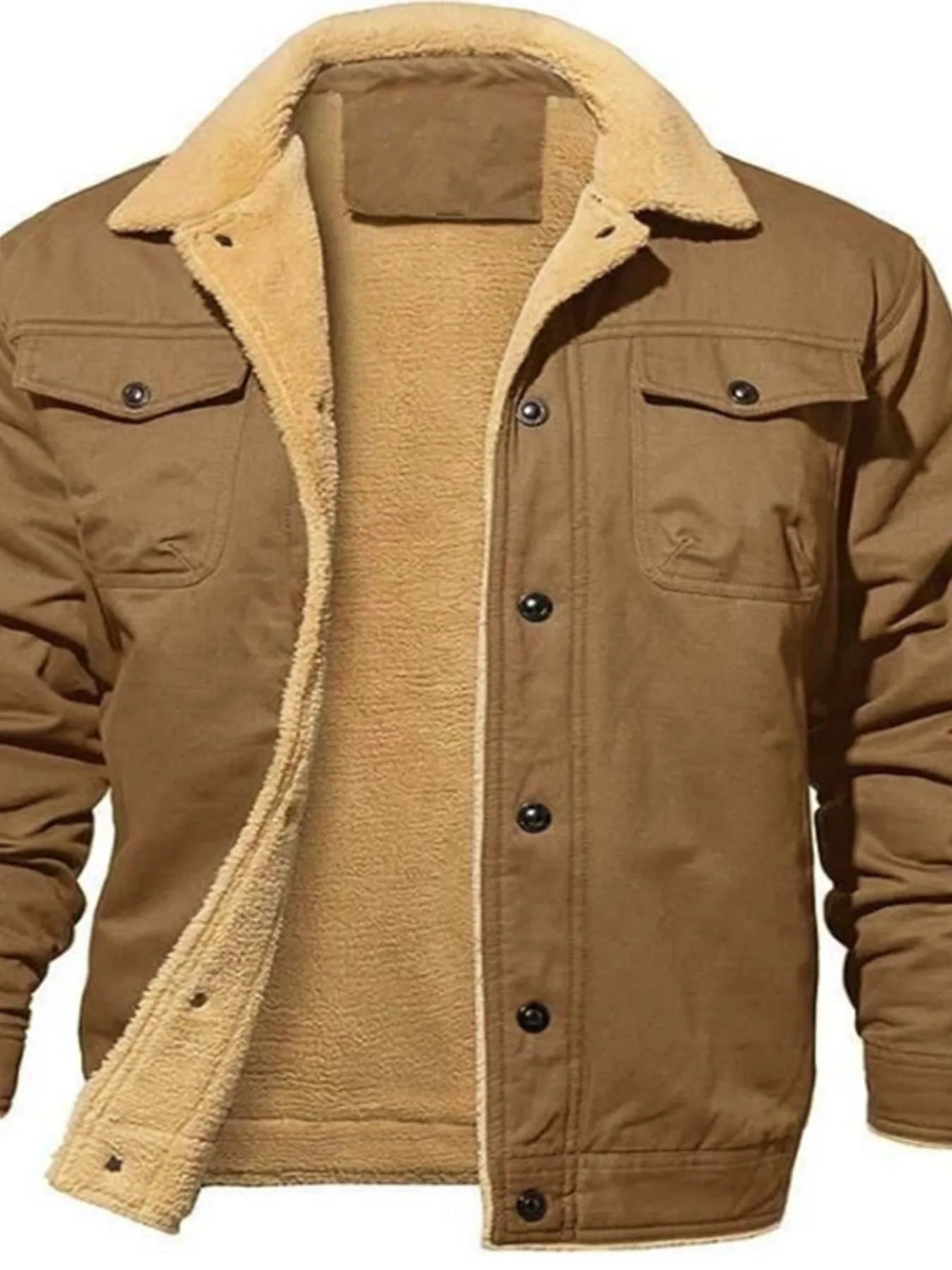 Men's Full Size Sherpa Lined Long Sleeve Jacket Plus Size - R - DRESS