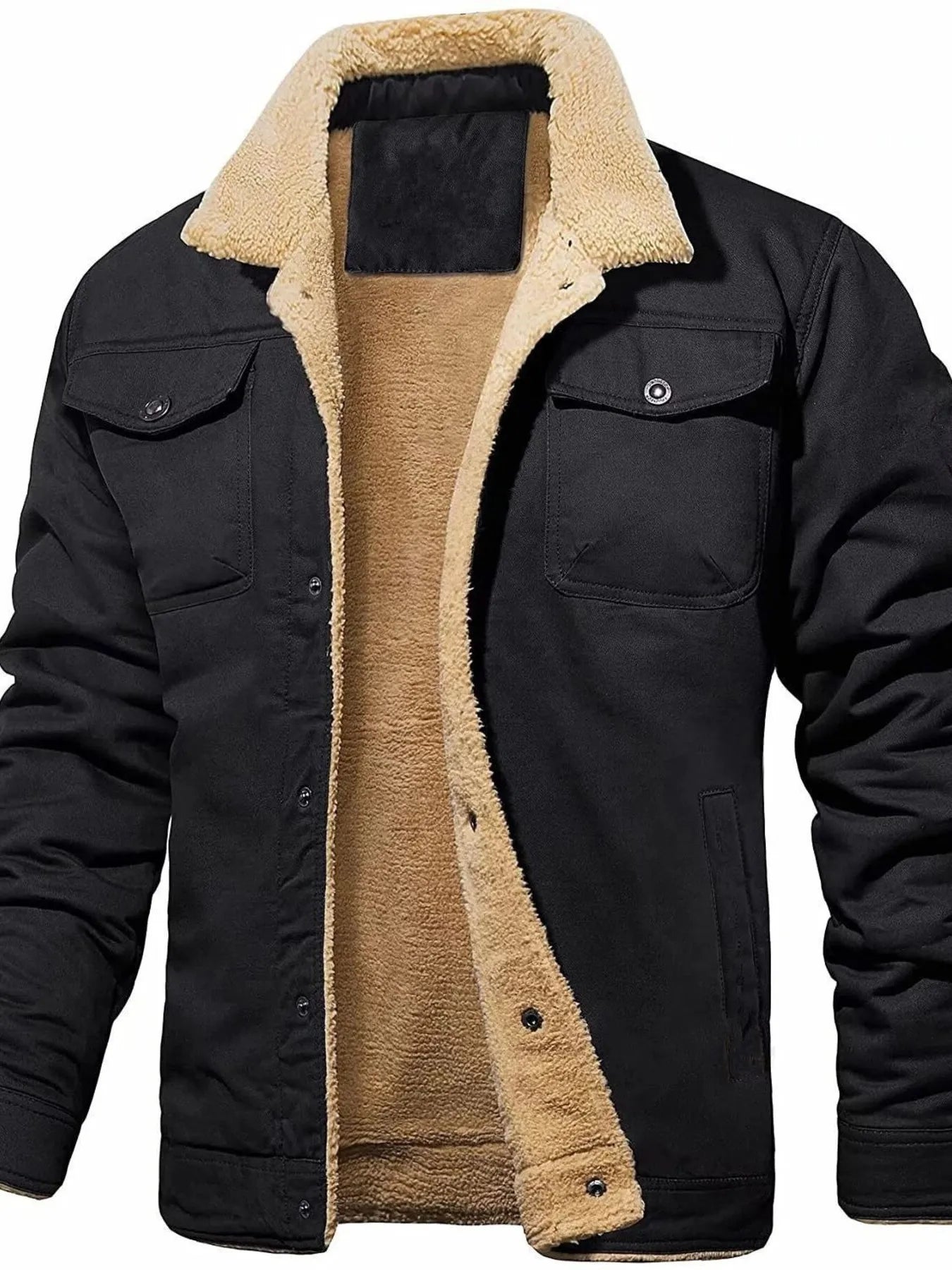 Men's Full Size Sherpa Lined Long Sleeve Jacket Plus Size - R - DRESS