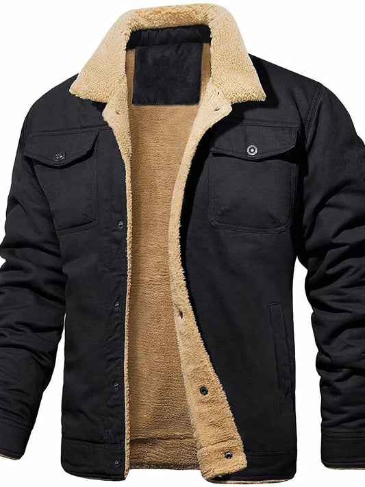Men's Full Size Sherpa Lined Long Sleeve Jacket Plus Size - R - DRESS