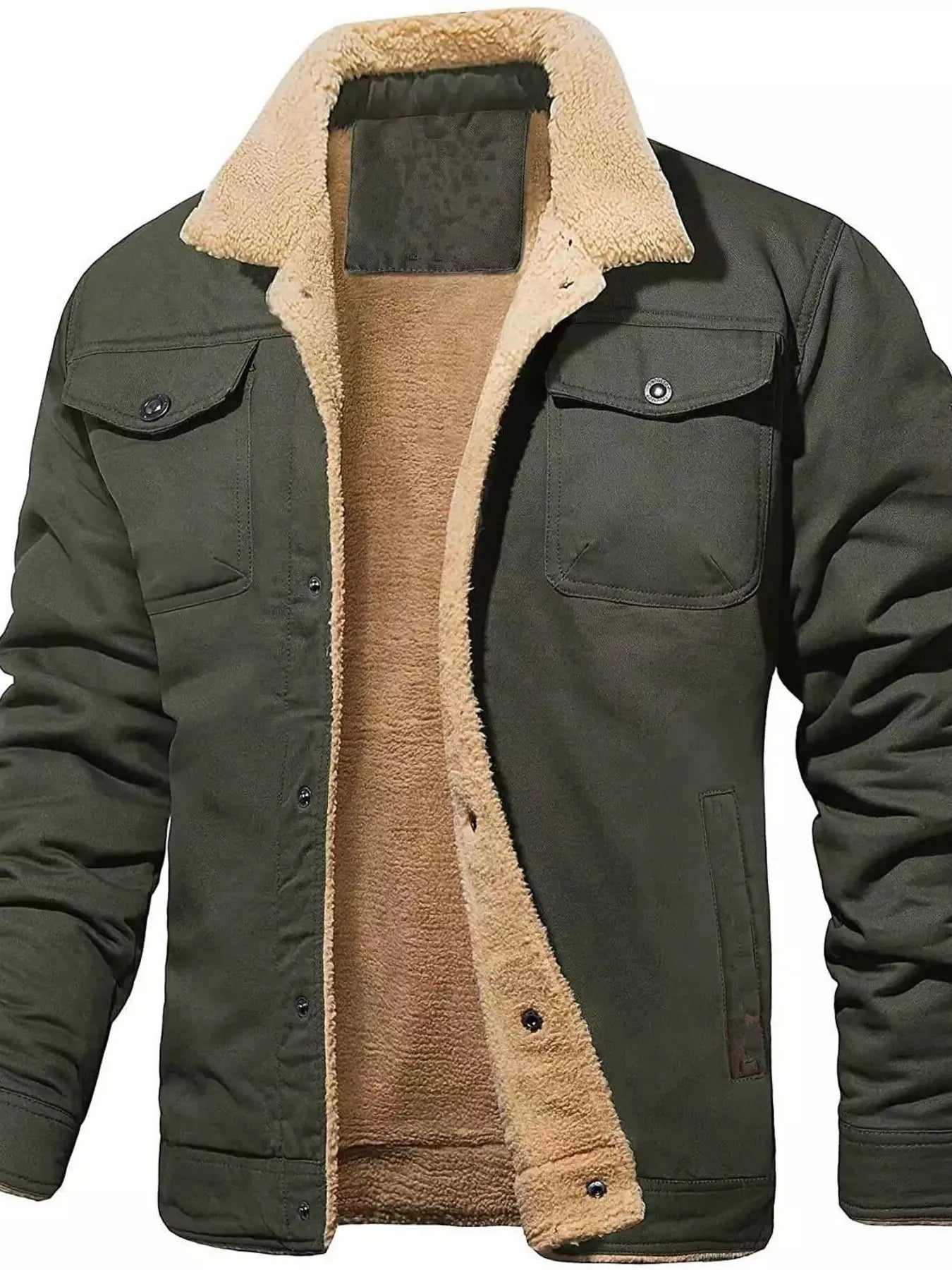Men's Full Size Sherpa Lined Long Sleeve Jacket Plus Size - R - DRESS