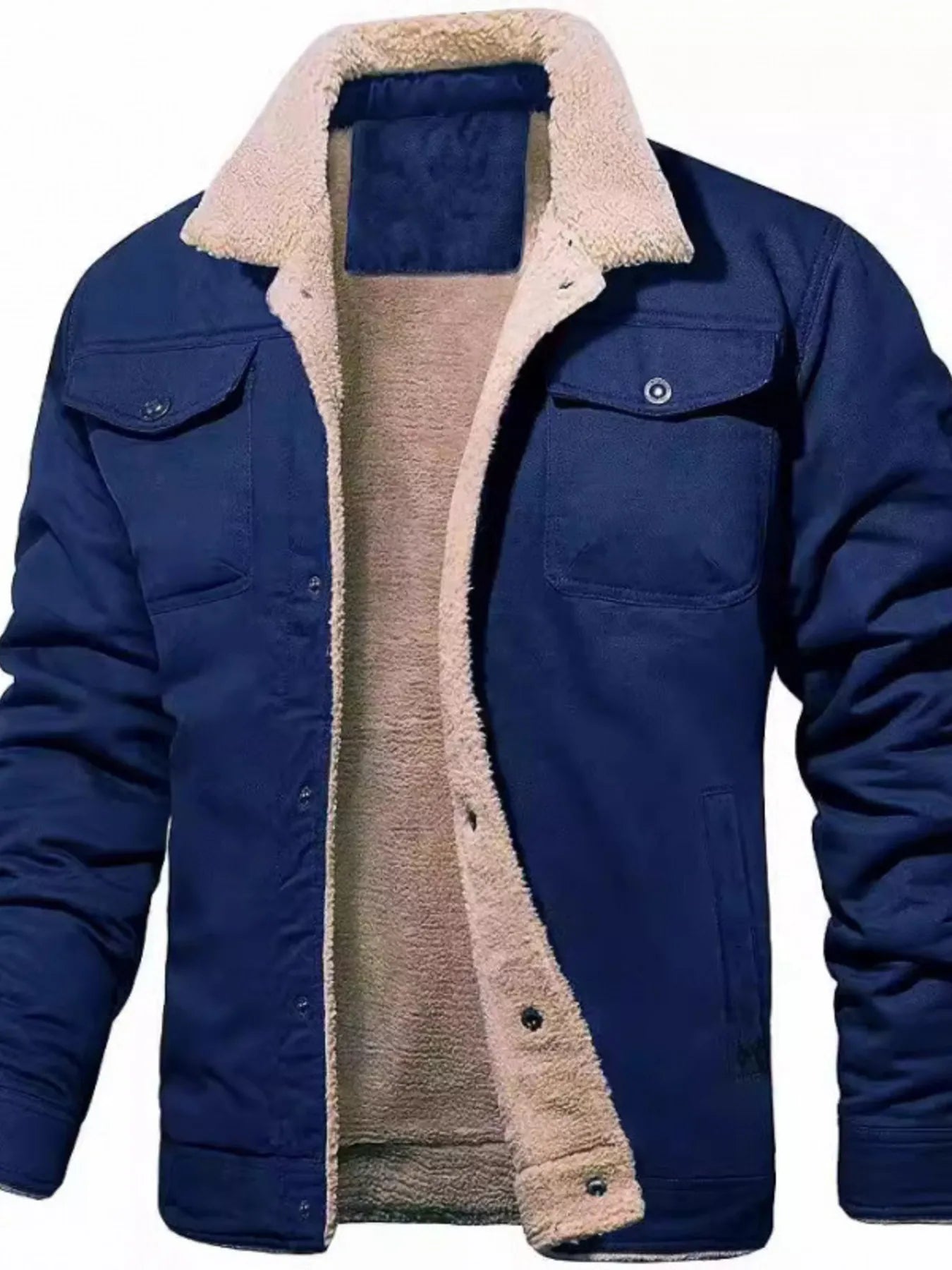 Men's Full Size Sherpa Lined Long Sleeve Jacket Plus Size - R - DRESS