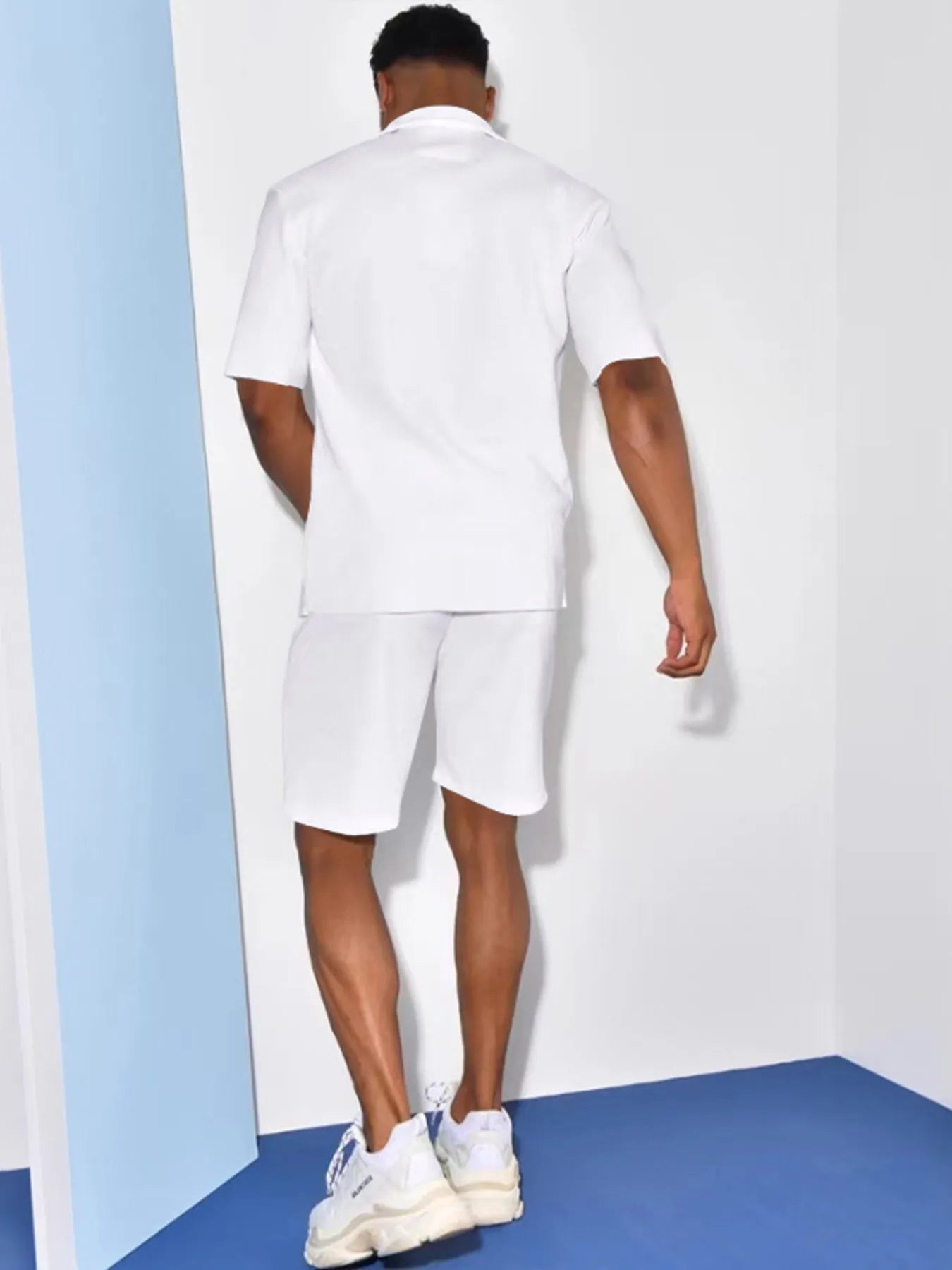 Men's Plus Size Button Up Shirt and Shorts Set - R - DRESS