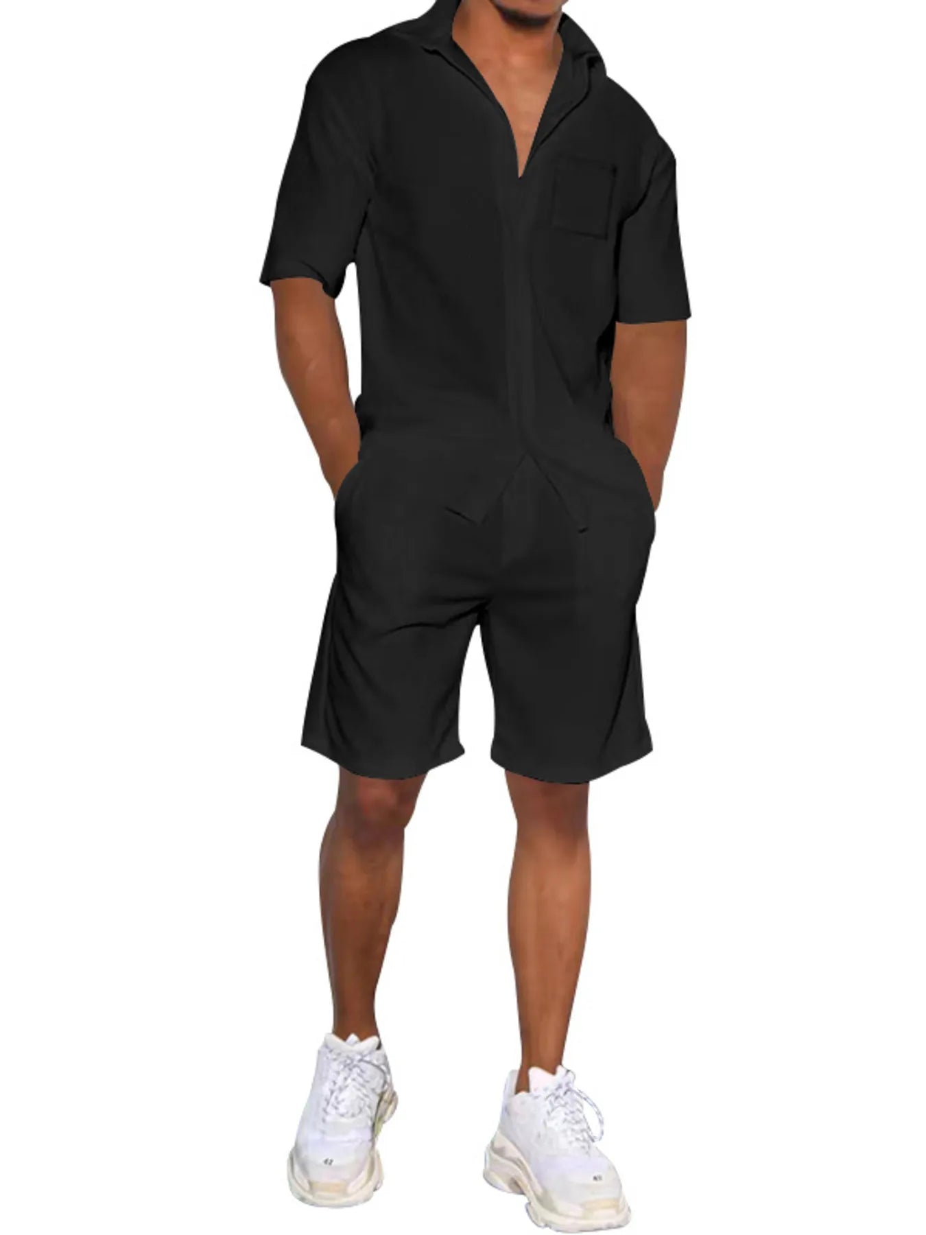 Men's Plus Size Button Up Shirt and Shorts Set - R - DRESS