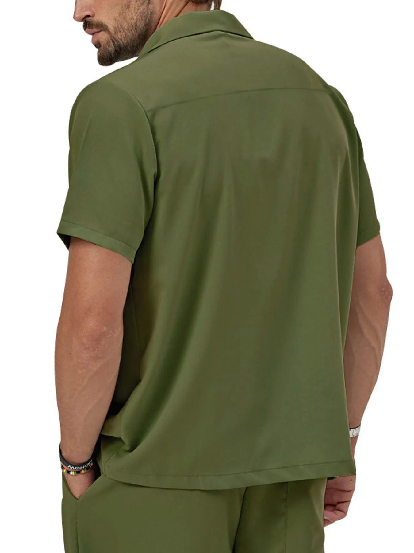 Men's Plus Size Button Up Short Sleeve Shirt and Shorts Set - R - DRESS