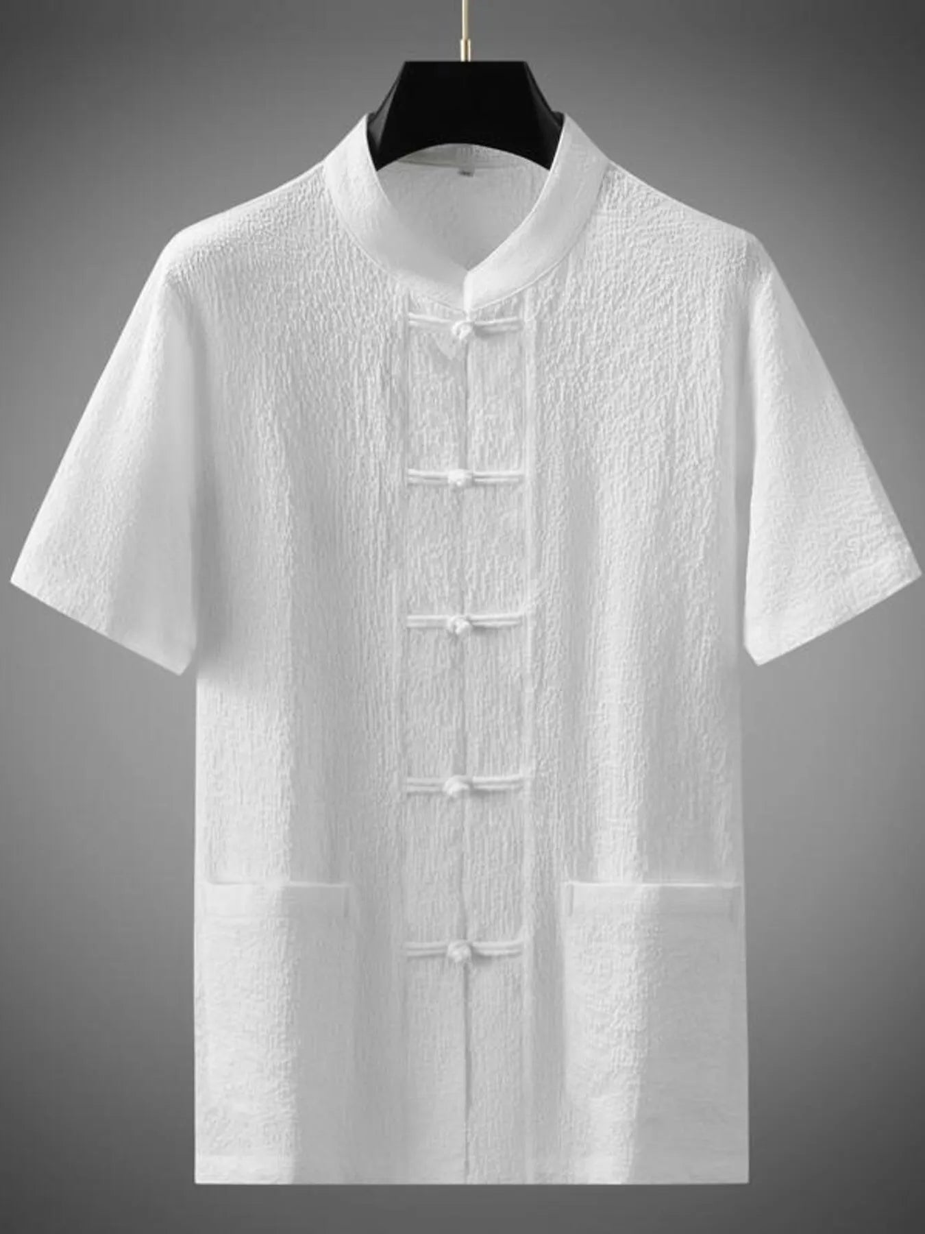 Men's Plus Size Button Up Short Sleeve Top and Pants Set - R - DRESS