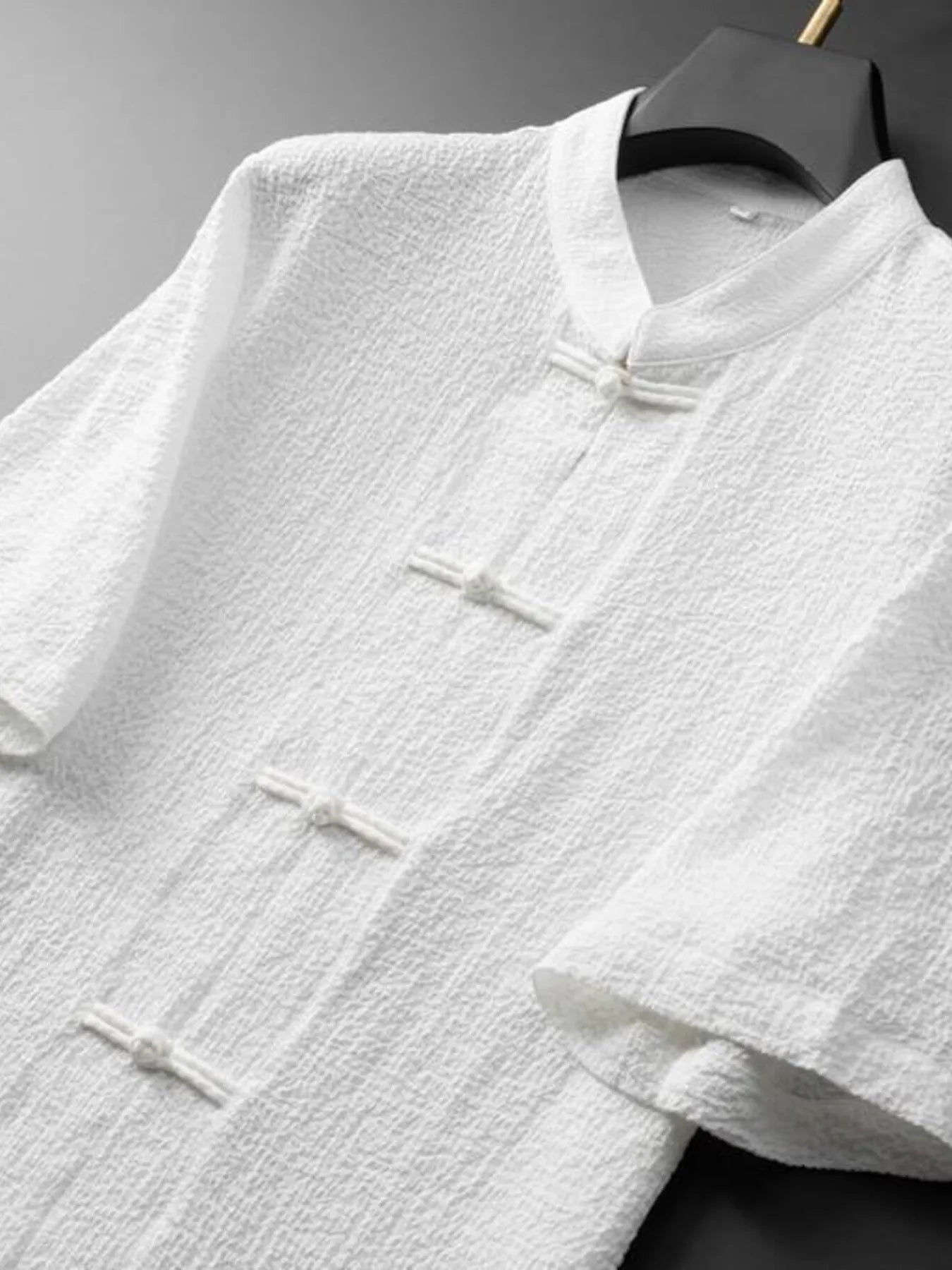 Men's Plus Size Button Up Short Sleeve Top and Pants Set - R - DRESS
