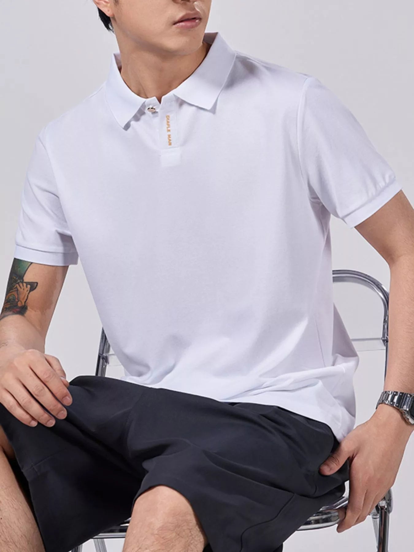 Men's Plus Size Collared Neck Short Sleeve Polo - R - DRESS