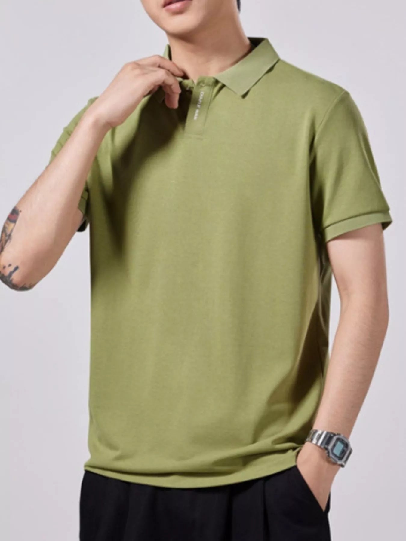 Men's Plus Size Collared Neck Short Sleeve Polo - R - DRESS