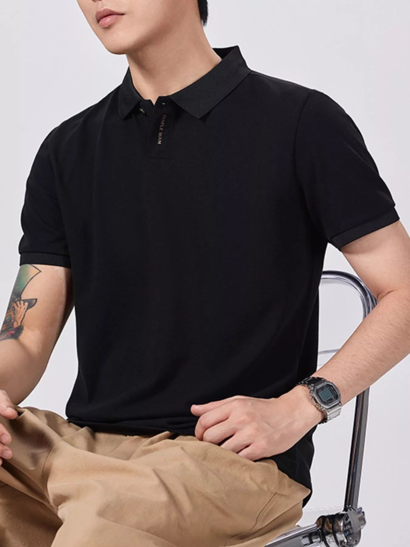 Men's Plus Size Collared Neck Short Sleeve Polo - R - DRESS