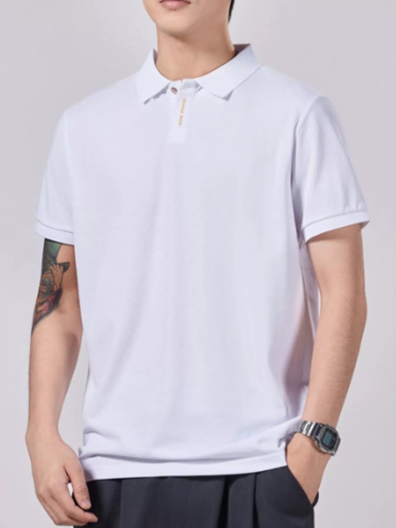 Men's Plus Size Collared Neck Short Sleeve Polo - R - DRESS