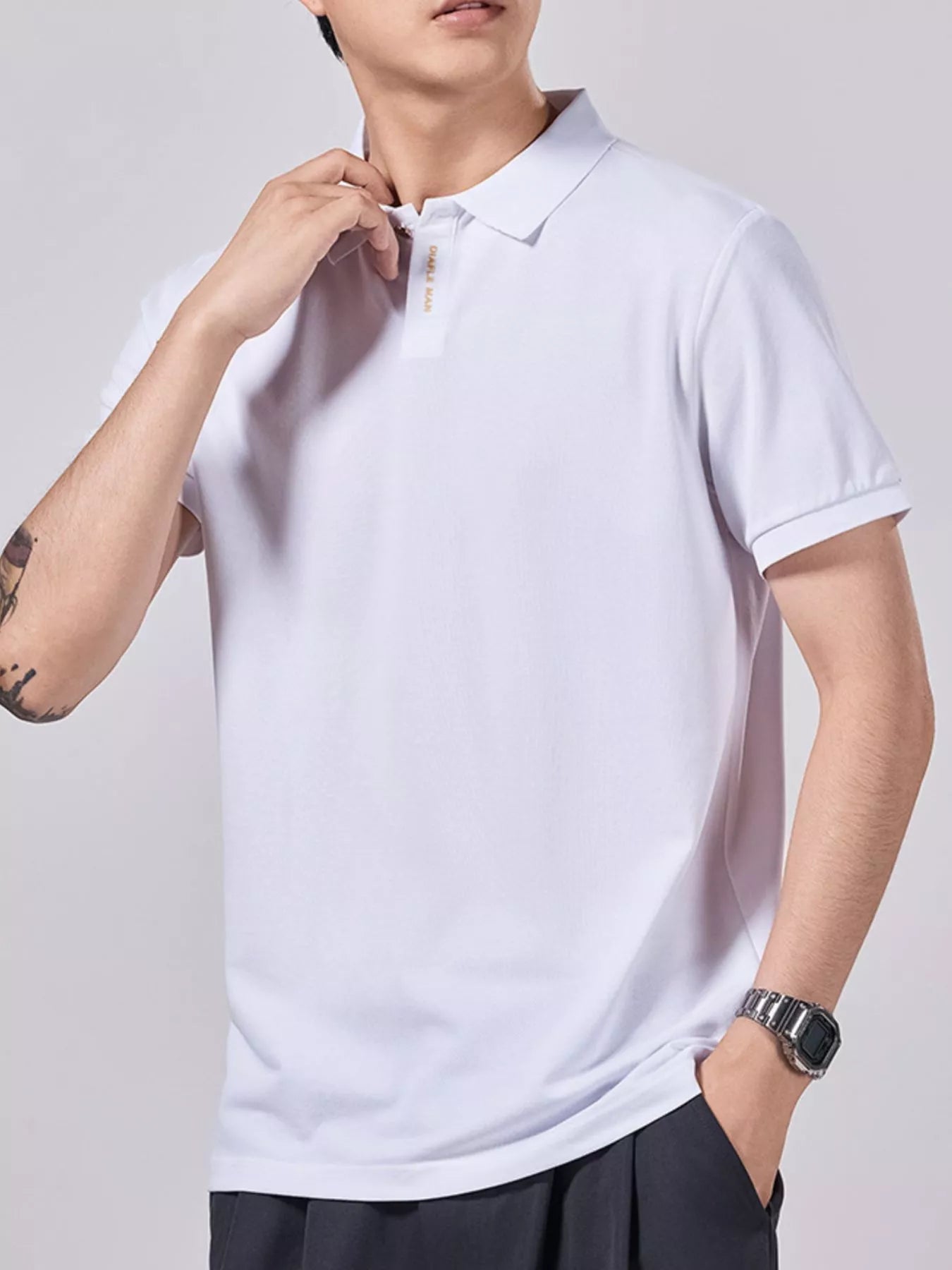 Men's Plus Size Collared Neck Short Sleeve Polo - R - DRESS