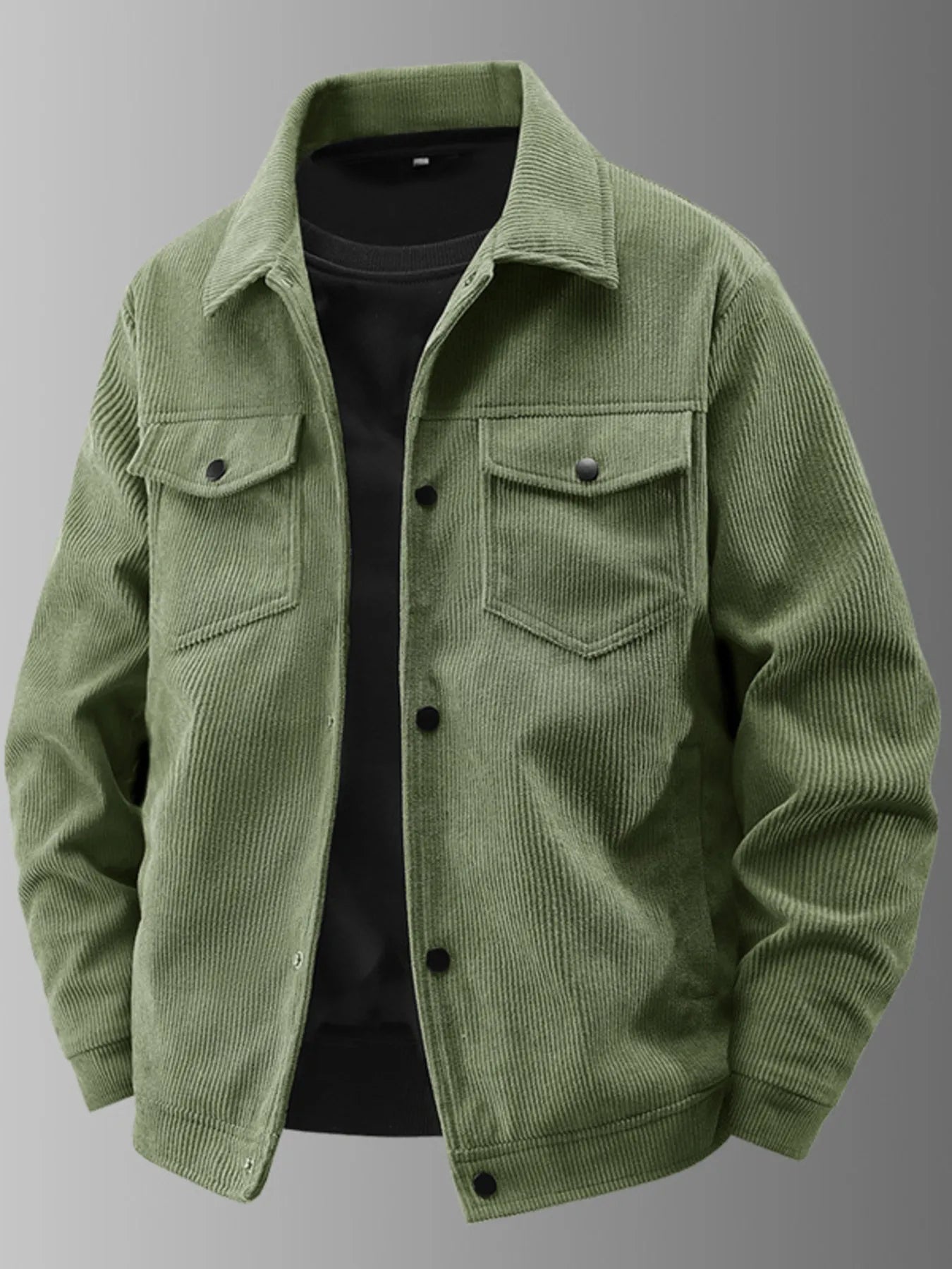 Men's Plus Size Corduroy Button - Up Jacket with Chest Pockets - R - DRESS