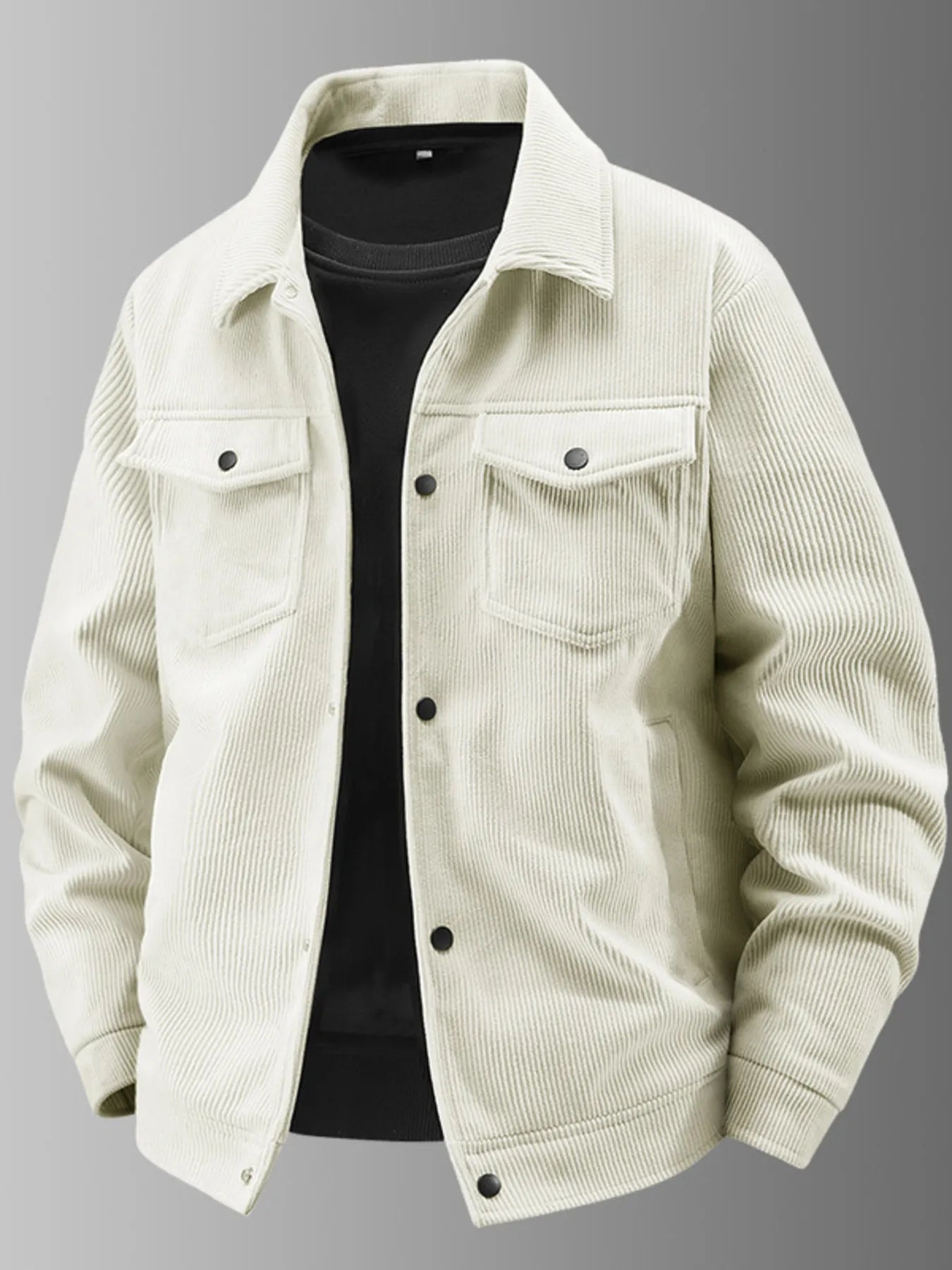 Men's Plus Size Corduroy Button - Up Jacket with Chest Pockets - R - DRESS