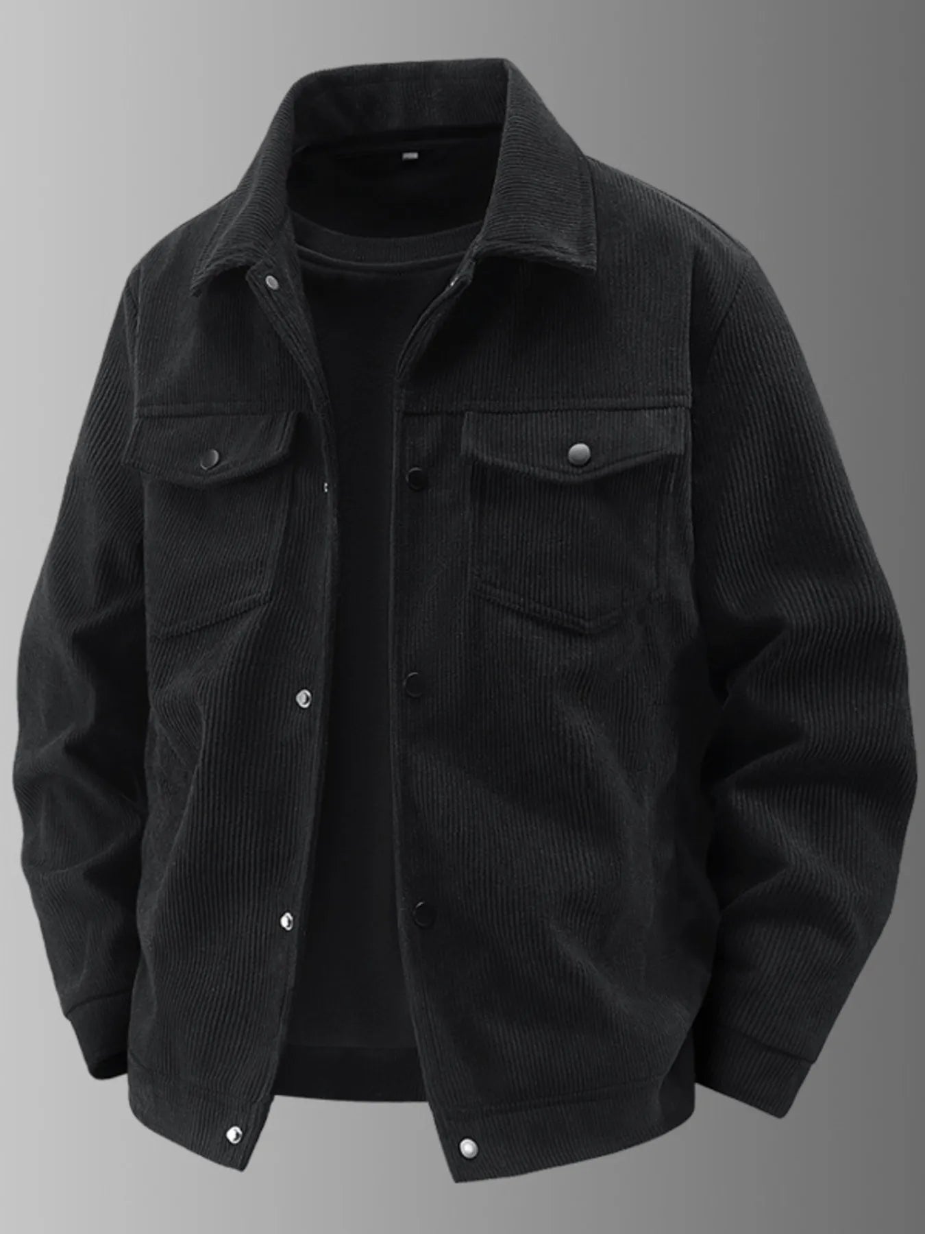 Men's Plus Size Corduroy Button - Up Jacket with Chest Pockets - R - DRESS