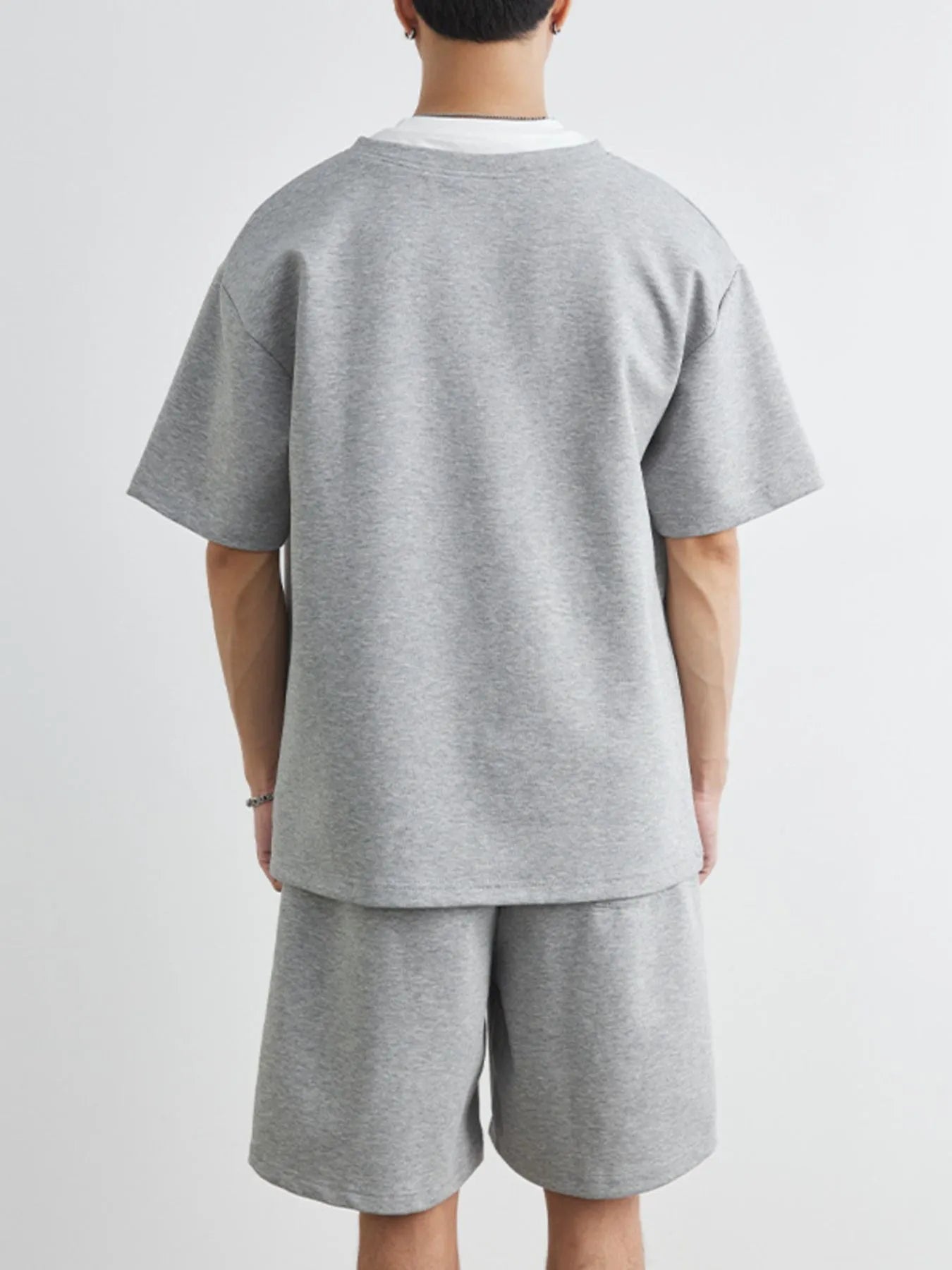Men's Plus Size Half Sleeve Top and Shorts Set - R - DRESS