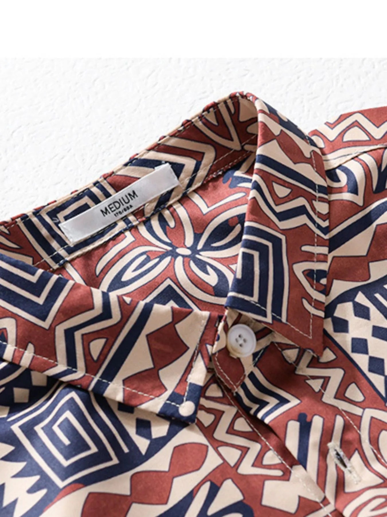 Men's Plus Size Printed Button Up Short Sleeve Shirt - R - DRESS