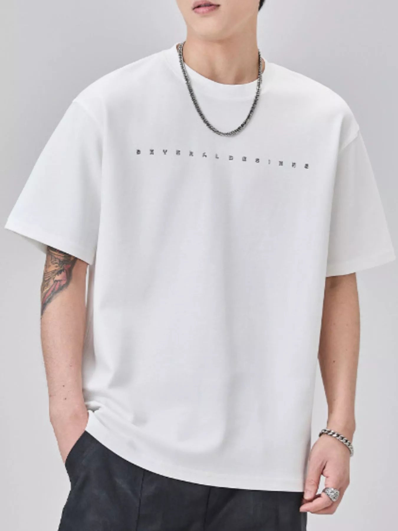 Men's Plus Size Round Neck Short Sleeve T-Shirt - R - DRESS