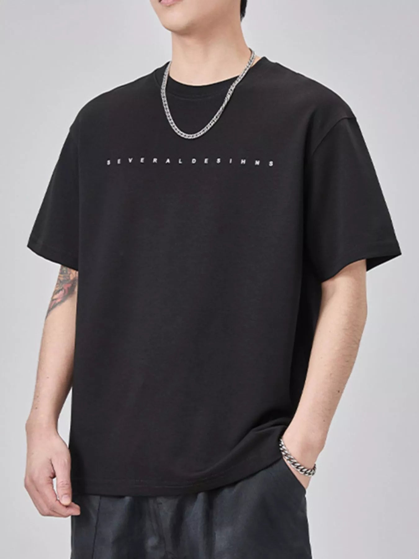 Men's Plus Size Round Neck Short Sleeve T-Shirt - R - DRESS