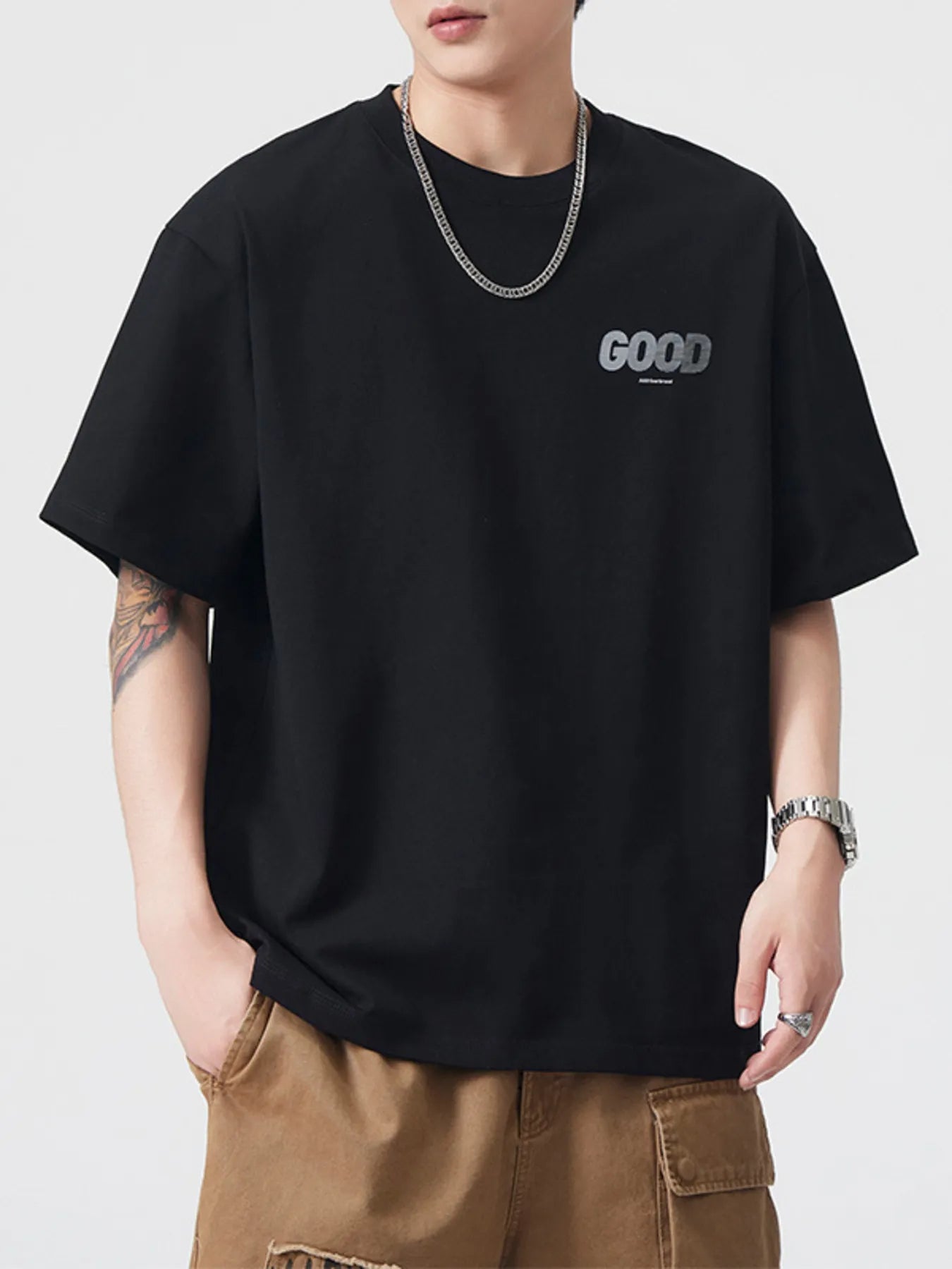 Men's Plus Size Round Neck Short Sleeve T-Shirt - R - DRESS