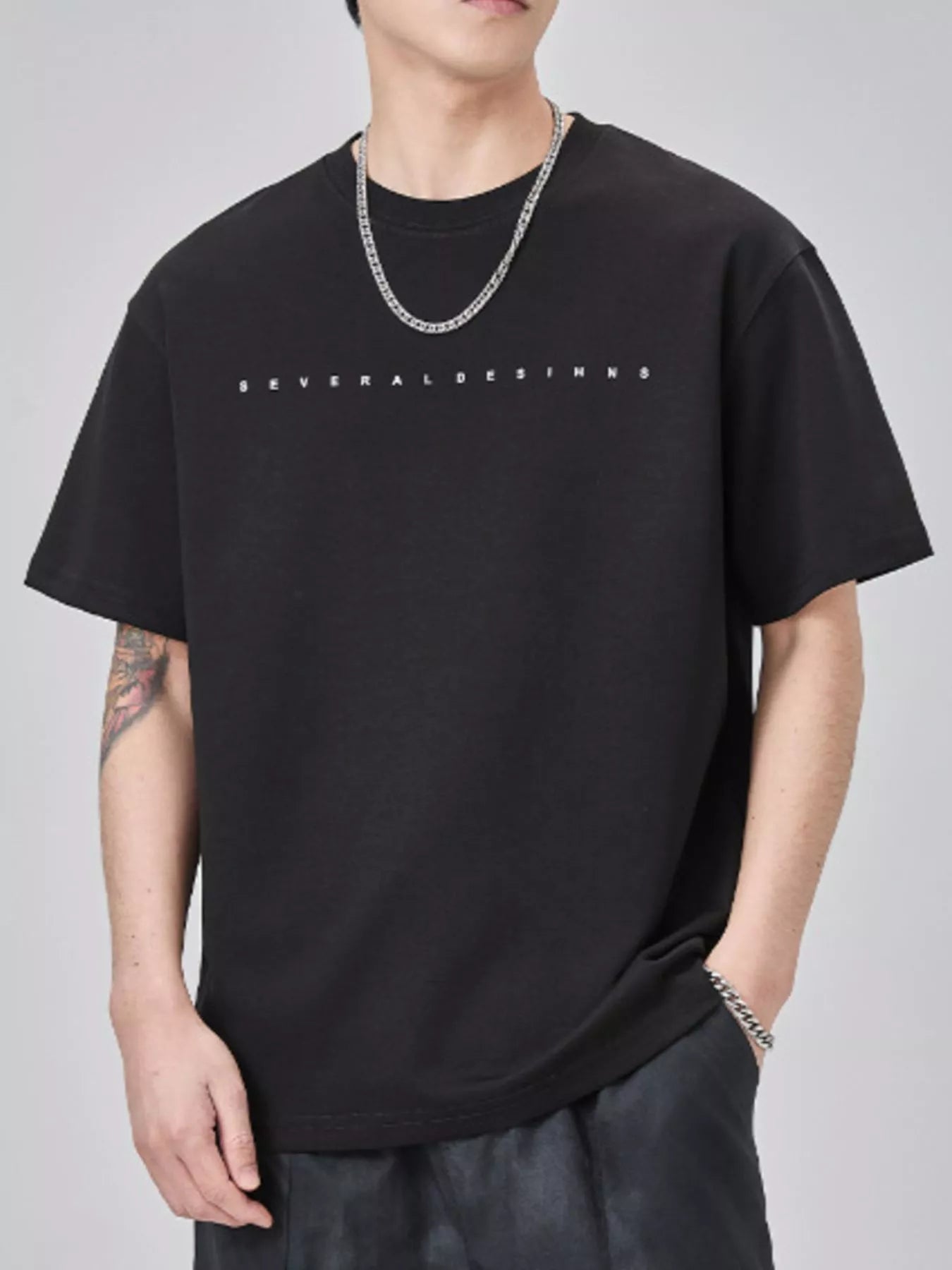 Men's Plus Size Round Neck Short Sleeve T-Shirt - R - DRESS