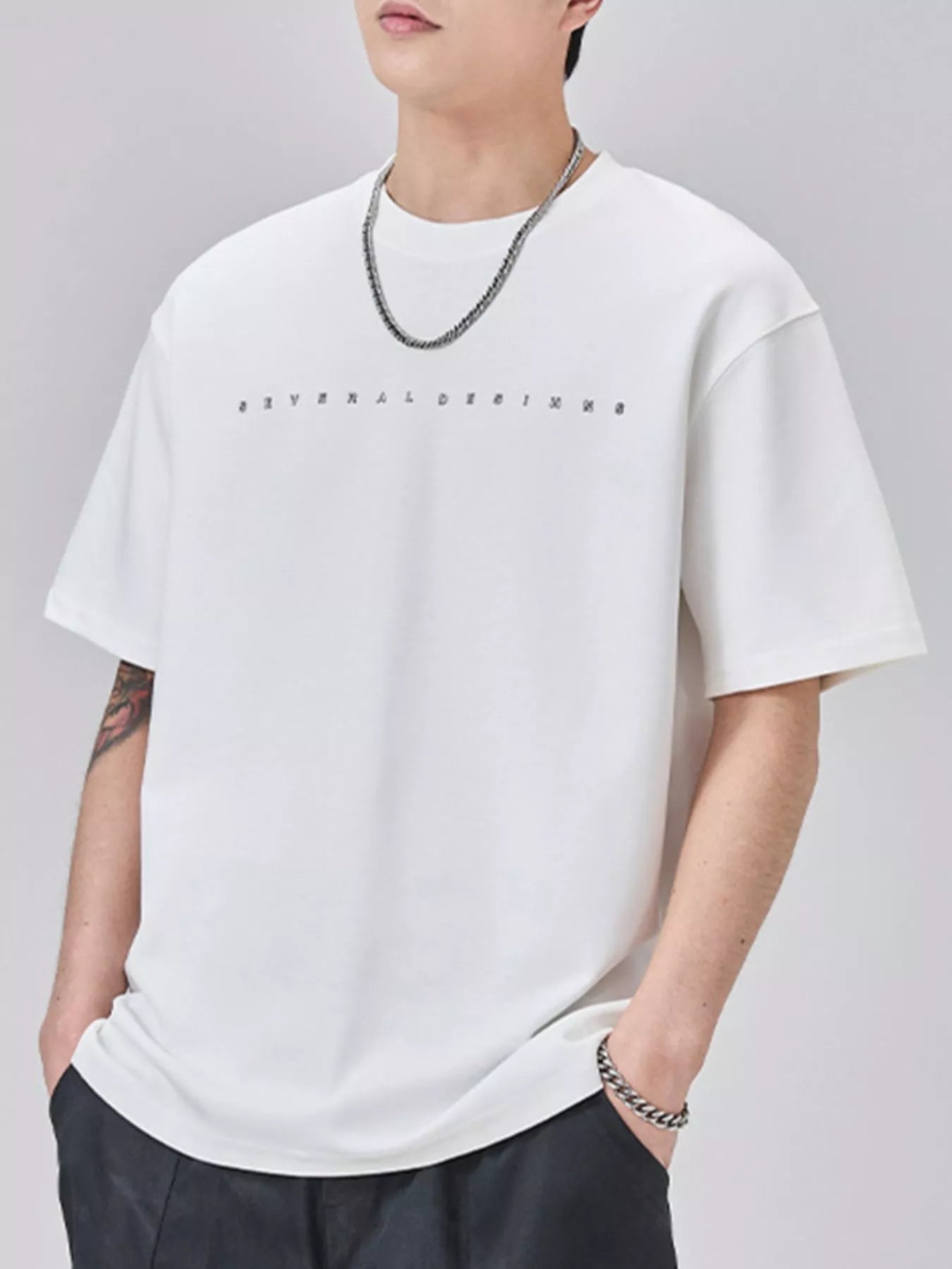 Men's Plus Size Round Neck Short Sleeve T-Shirt - R - DRESS