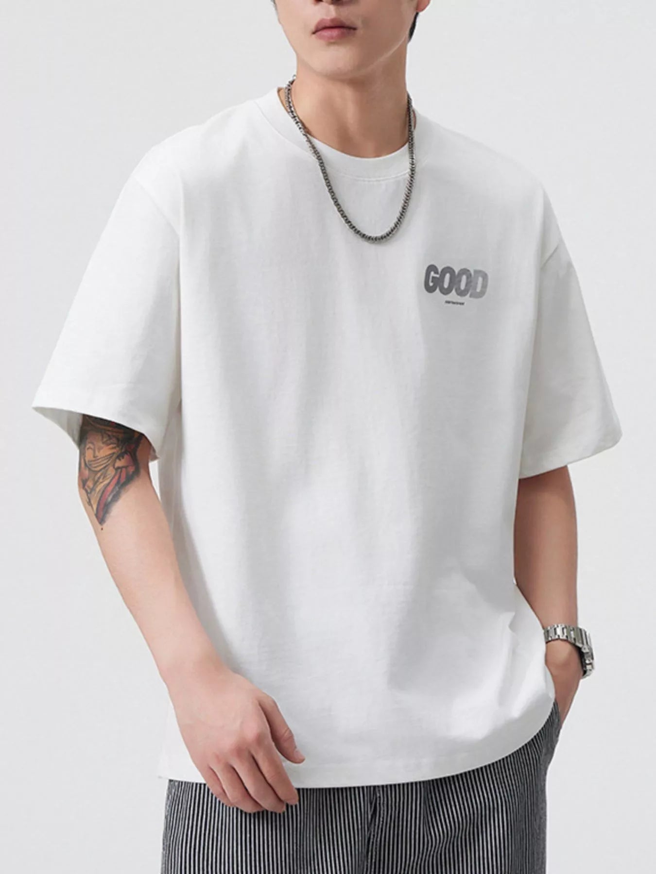 Men's Plus Size Round Neck Short Sleeve T-Shirt - R - DRESS
